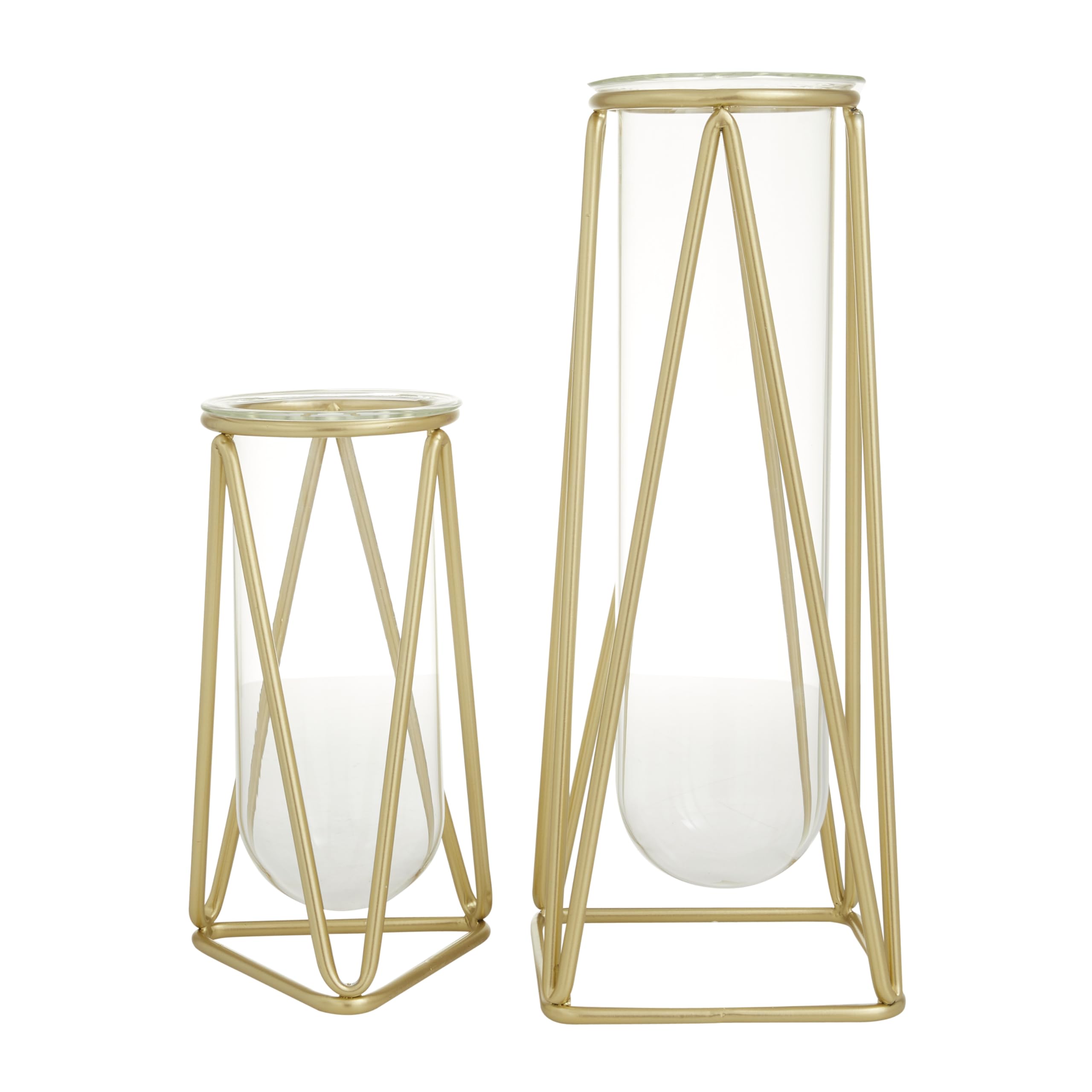 Deco 79 Modern Glass Vase Set of 2 with Gold Metal Stand - 9