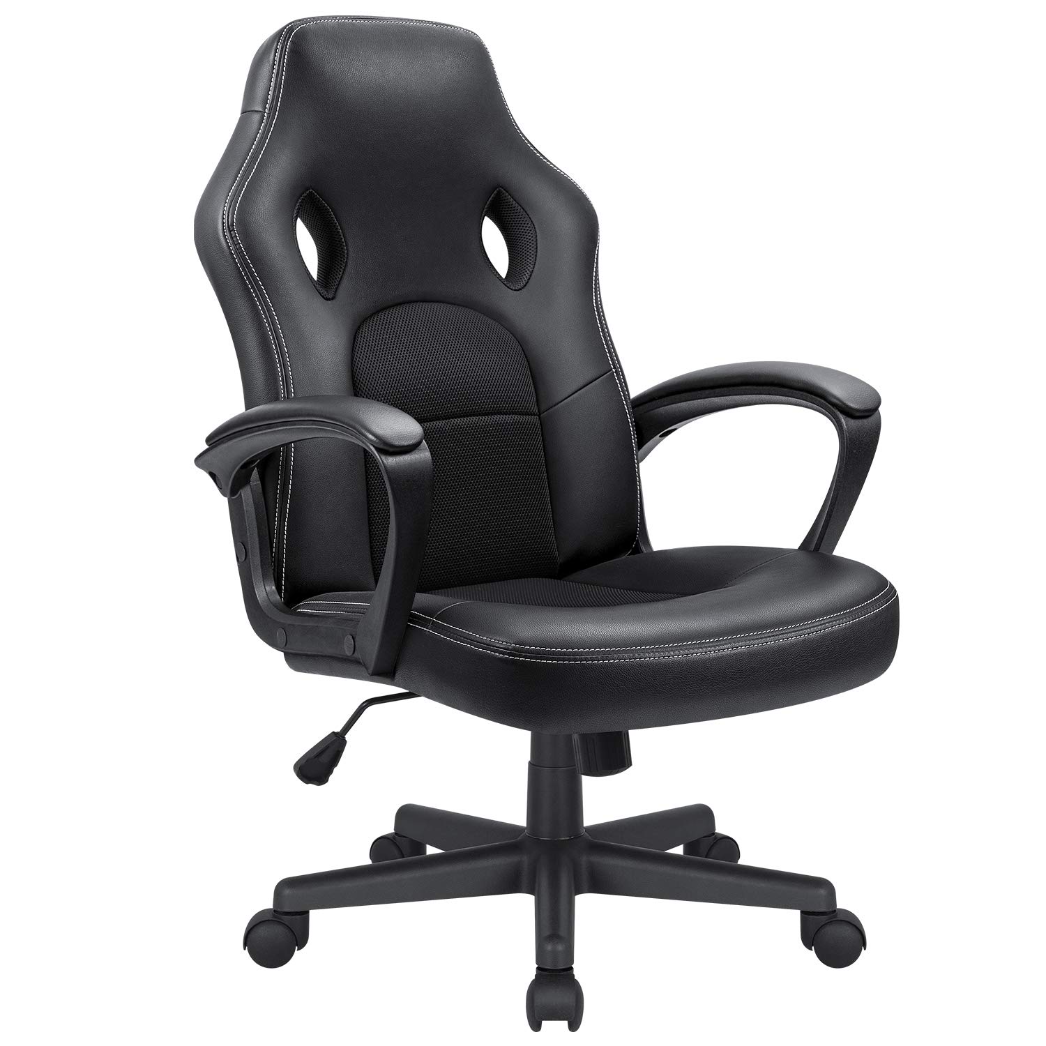 Ergonomic High Back Office Gaming Chair - Adjustable Leather Computer Desk Chair for Racing Games, Executive Conference & Task Work (Black) - Perfect for Home Office, Gaming Setup & Professional Workspaces