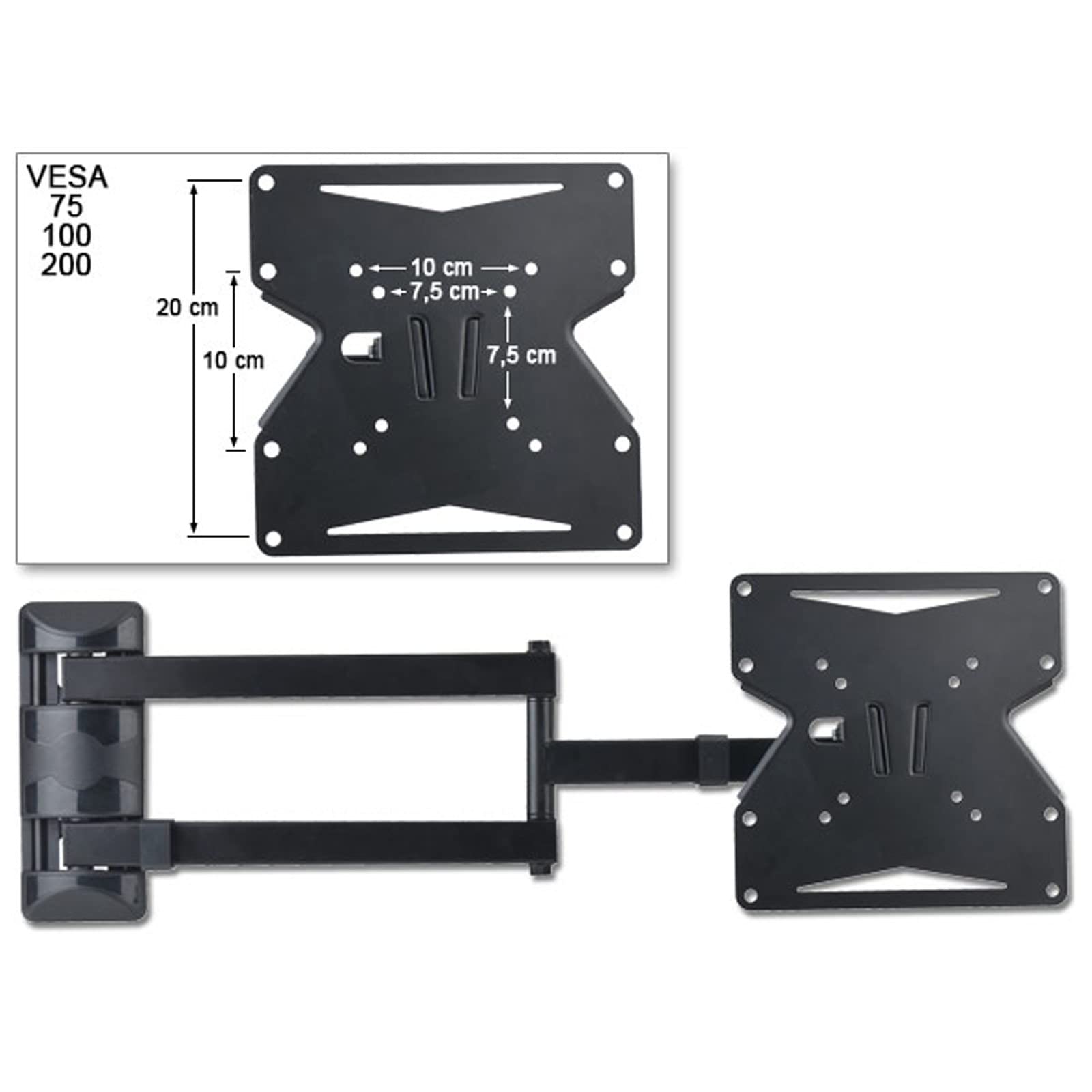 Universal TV Wall Mount Bracket - Adjustable Tilt for 15-55 Inch LCD LED 3D HD TVs - VESA 75x75 100x100 200x100 Compatible - Black (Model S89B) - Perfect for Living Room, Bedroom, or Office Setup