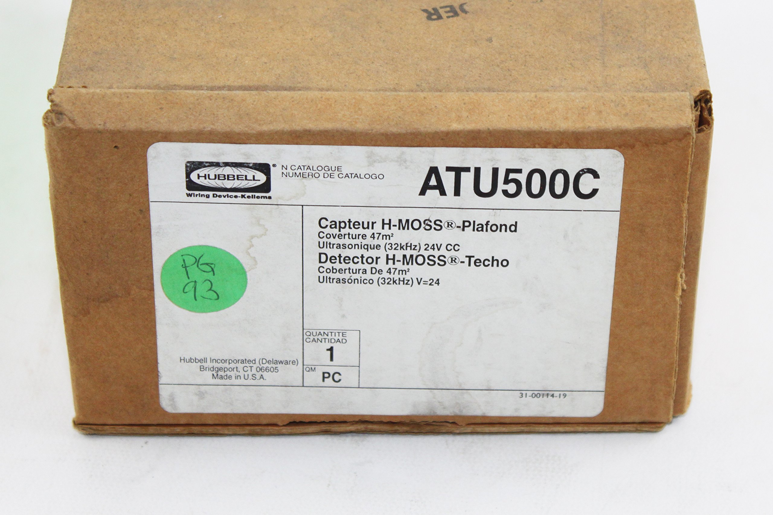 Hubbell ATU500C Ultrasonic Ceiling Sensor with Adaptive Technology - White, 500 Sq Ft Max Range for Smart Home Automation & Office Lighting Control