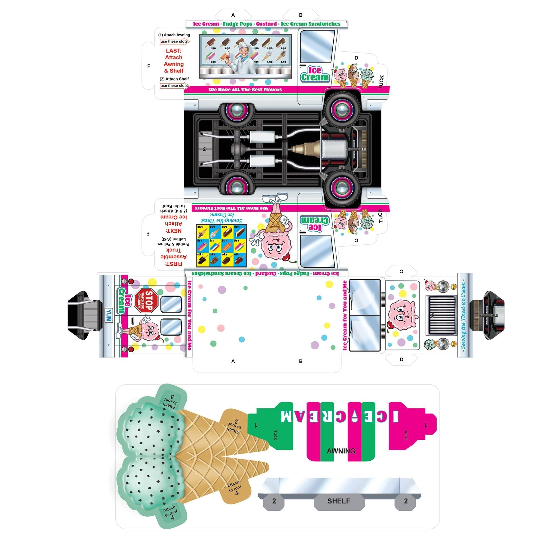 12 Pack Beistle 3D Ice Cream Truck Party Centerpieces - Fun Summer Birthday Decorations for Kids, Ice Cream Socials & Carnival Themed Parties