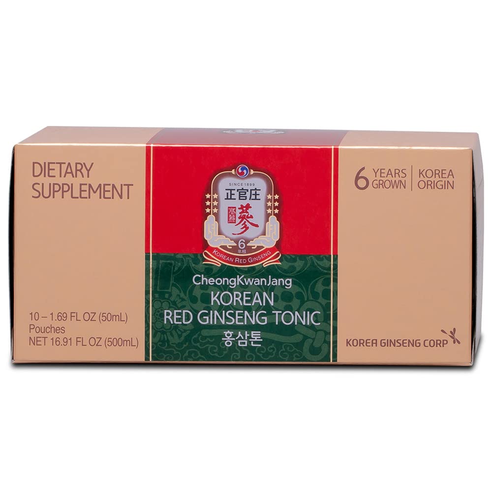 Premium Korean Red Ginseng Tonic Pouch (Mild) - 6-Year Aged Extract with 10 Herbal Blend for Immune Support & Energy Boost - Ideal for Daily Wellness & Stress Relief