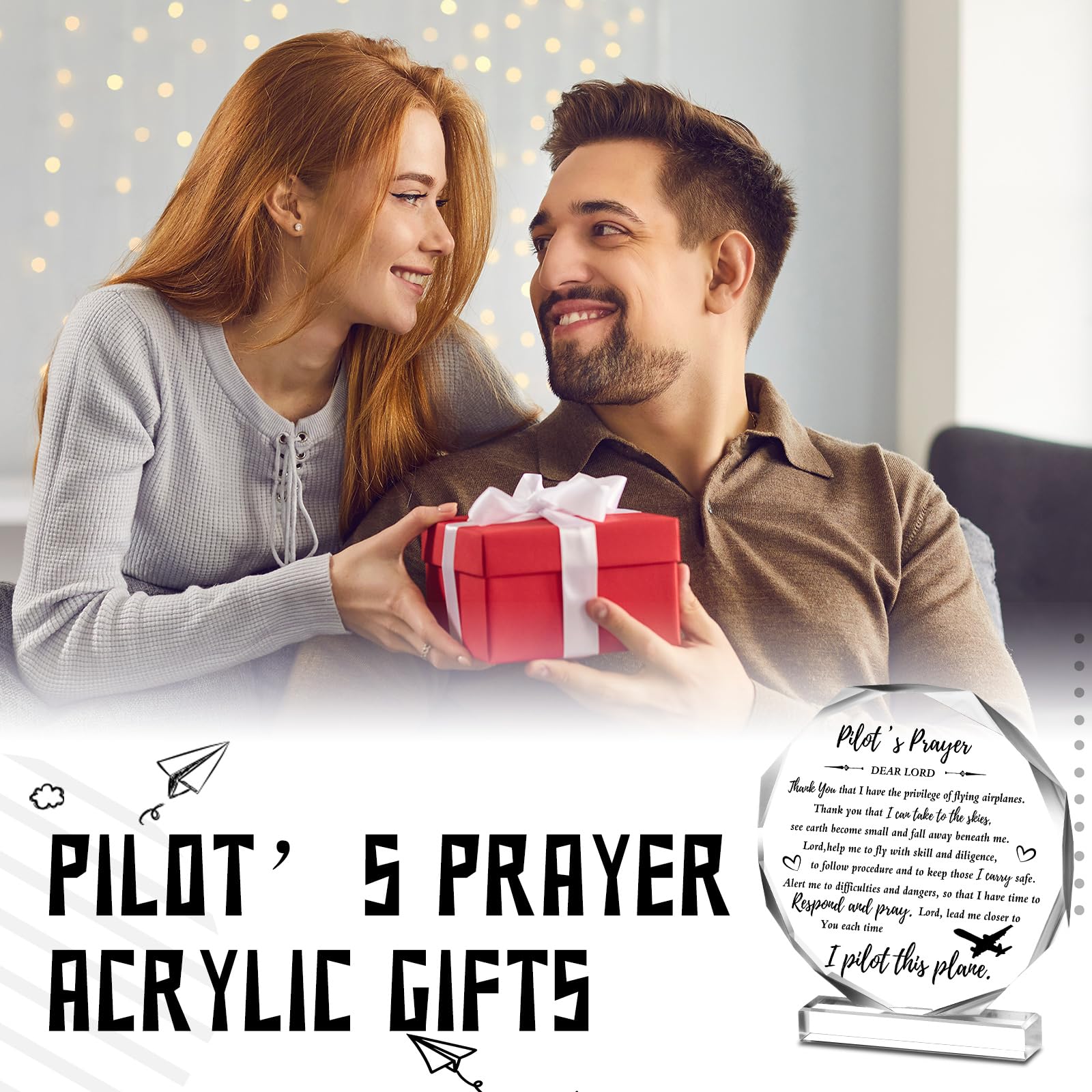 **Premium Aviation Pilot Gifts for Men - Acrylic Flight Attendant Graduation Present - Unique Home & Office Decor for Living Room, Bathroom, Bar, or Diner - Perfect for New Pilots & Aviation Enthusiasts**