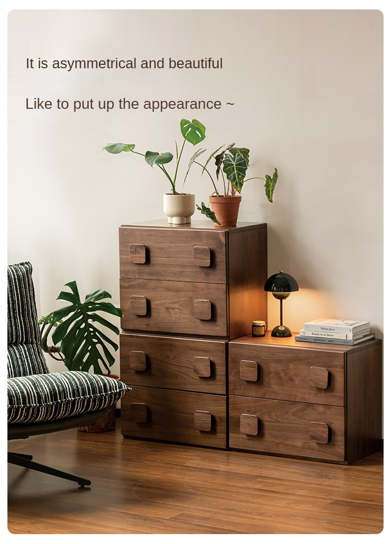 Premium Black Walnut Solid Wood TV Stand with Modular Design - Stylish Media Console for Living Room, Home Theater & Entertainment Centers