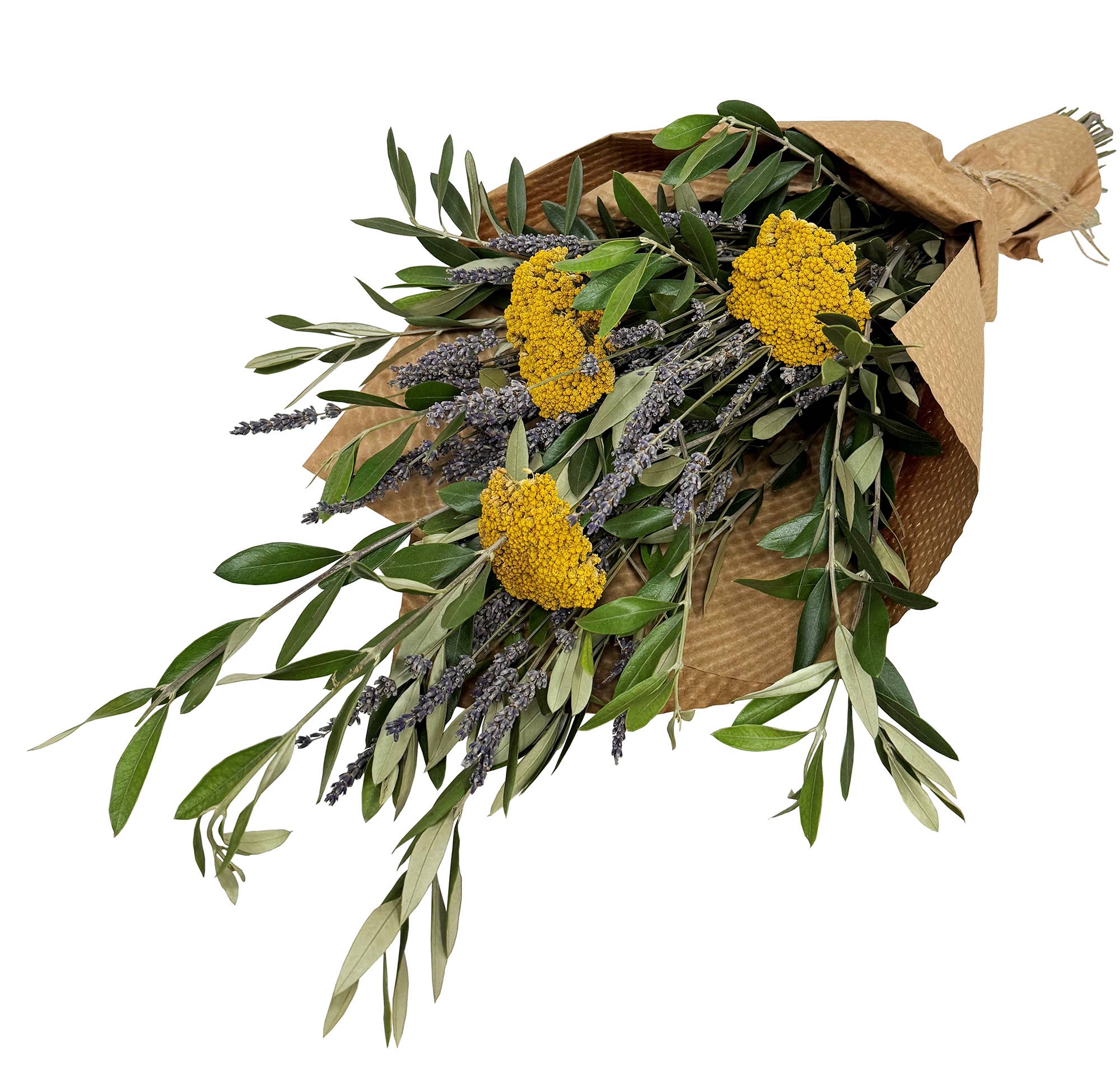 Lavender Yarrow Olive Branch Bouquet - Fresh Dried Floral Arrangement for Weddings, Home Decor & Gifts | Aromatherapy & Relaxation