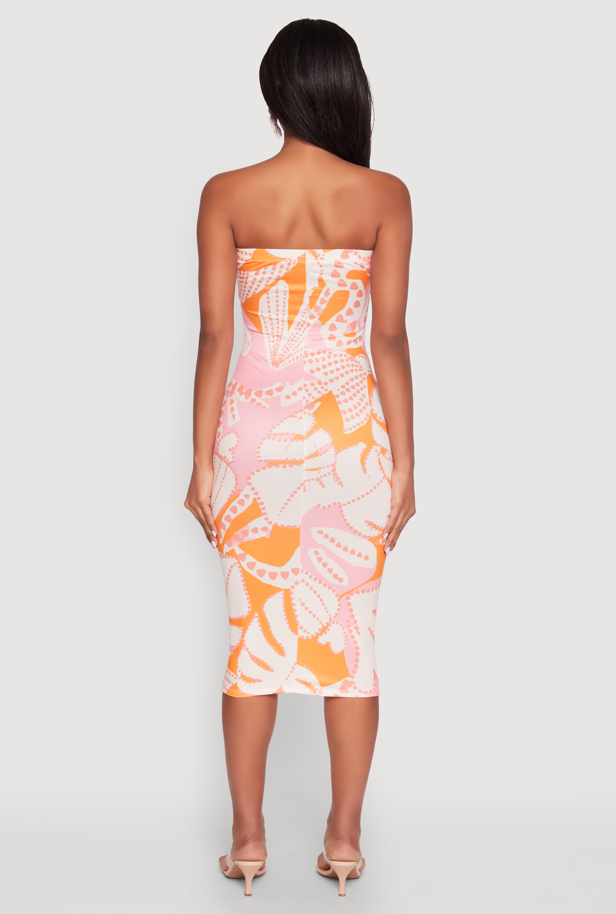 Abstract Print Midi Tube Dress - Women's Fashion Stretchy Bodycon Dress for Party, Night Out, and Summer Vacation | Trendy & Comfortable