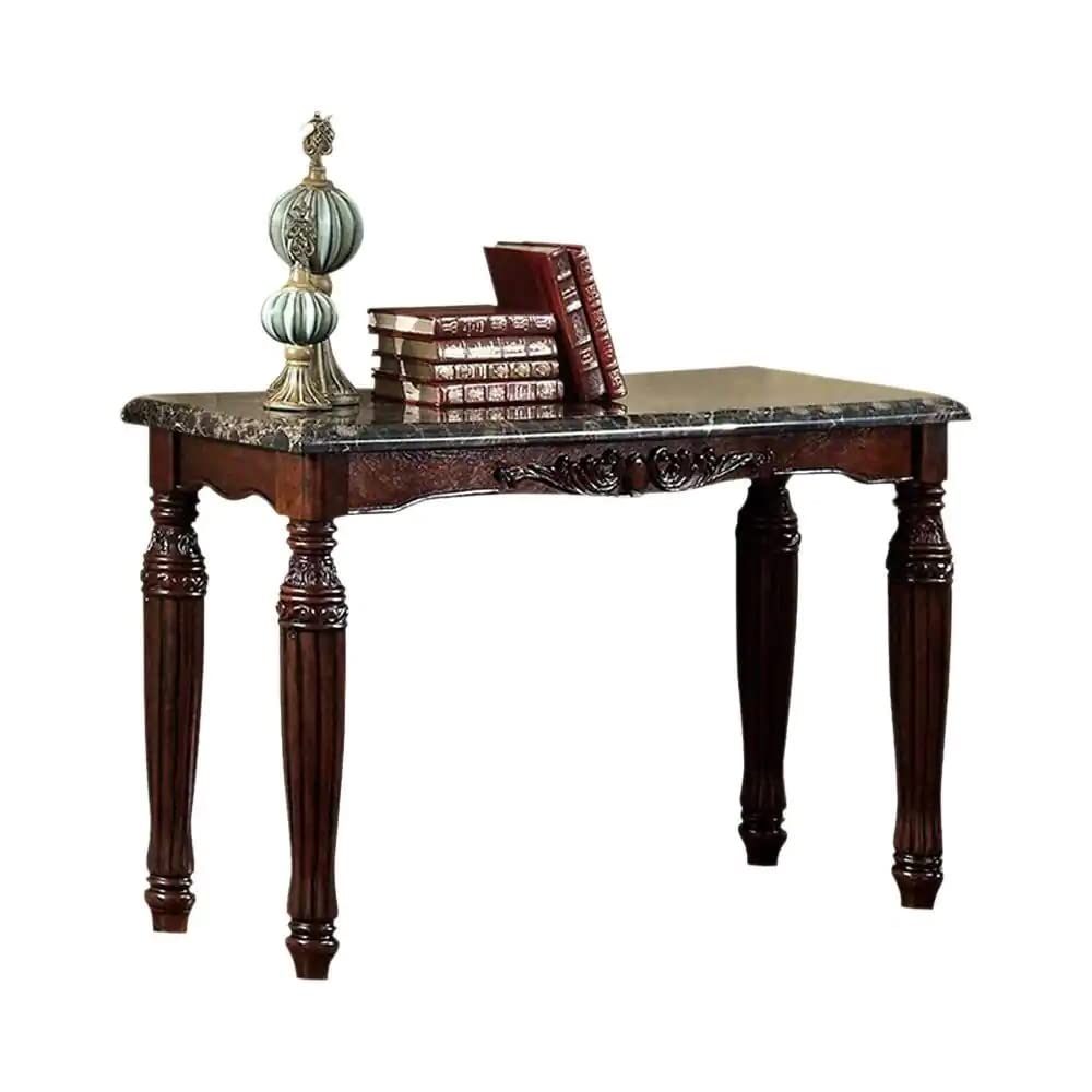 HomVent Traditional Espresso Solid Wood Sofa Table - Elegant Console Table with Faux Marble Top for Living Room, Entryway & Hallway | Perfect for Home Decor, Coffee Table Alternative & Space Saving Furniture