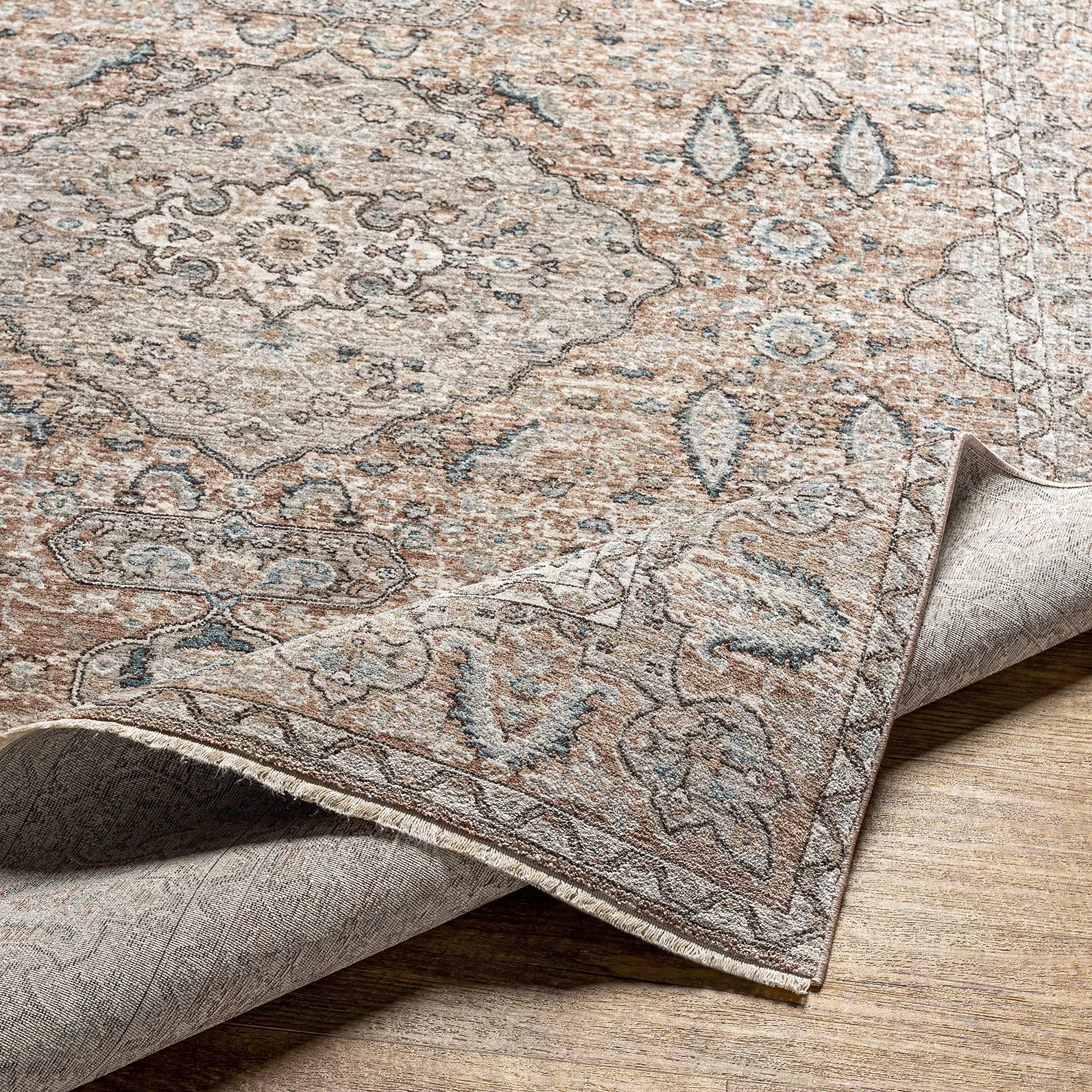 Stylish Hauteloom Suay Hallway & Kitchen Runner Rug - Oriental Traditional Bohemian Design in Light Brown & Light Blue - 2'11