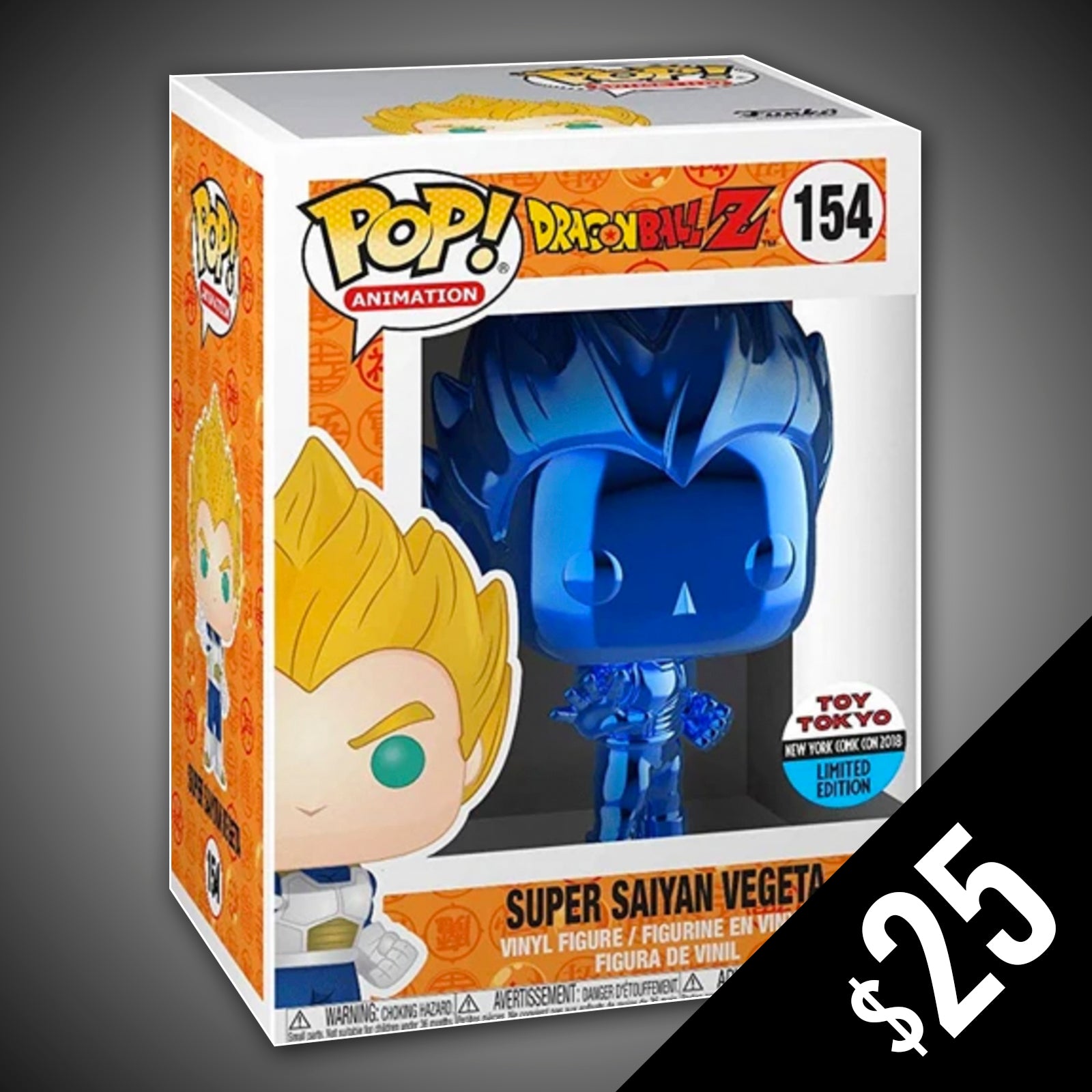 Funko Pop! Dragon Ball Z Super Saiyan Vegeta Blue Chrome Vinyl Figure #154 - Anime Collectible for Fans, Home & Office Display