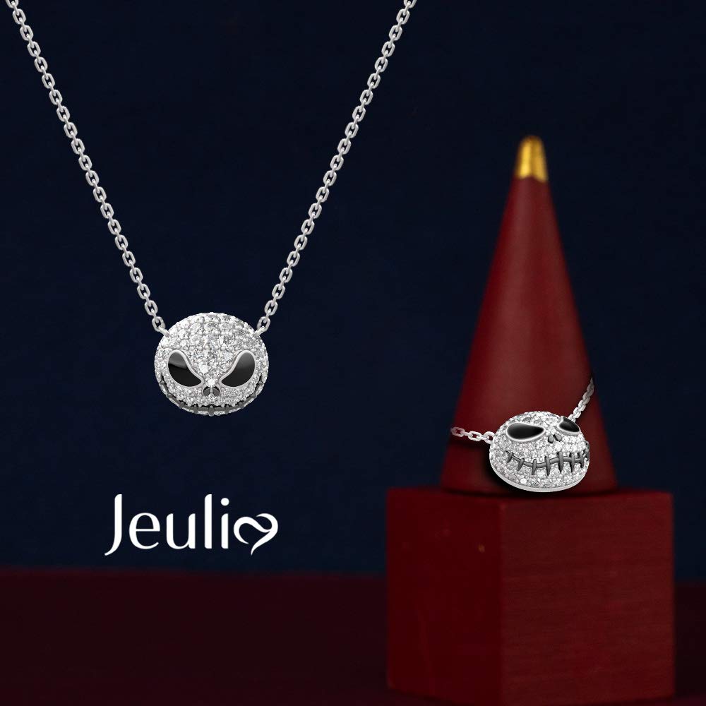Jeulia 925 Sterling Silver Skull Pendant Necklace for Women - Gothic Halloween Jewelry, Valentine's Day & Birthday Gift for Her, Bridal Accessory - Perfect for Parties, Cosplay and Dark Fashion
