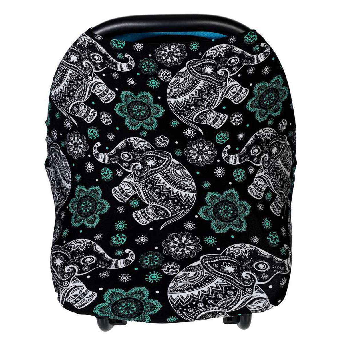 Premium XNN Nursing Cover for Baby Breastfeeding - Soft Stretchy 95% Cotton Infinity Nursing Scarf - Multi-Use as Car Seat Canopy, Shopping Cart Cover & High Chair Cover - Perfect for Stroller, Travel & Public Nursing (Elephant Print) - Ideal for Moms & Babies Girls/Boys