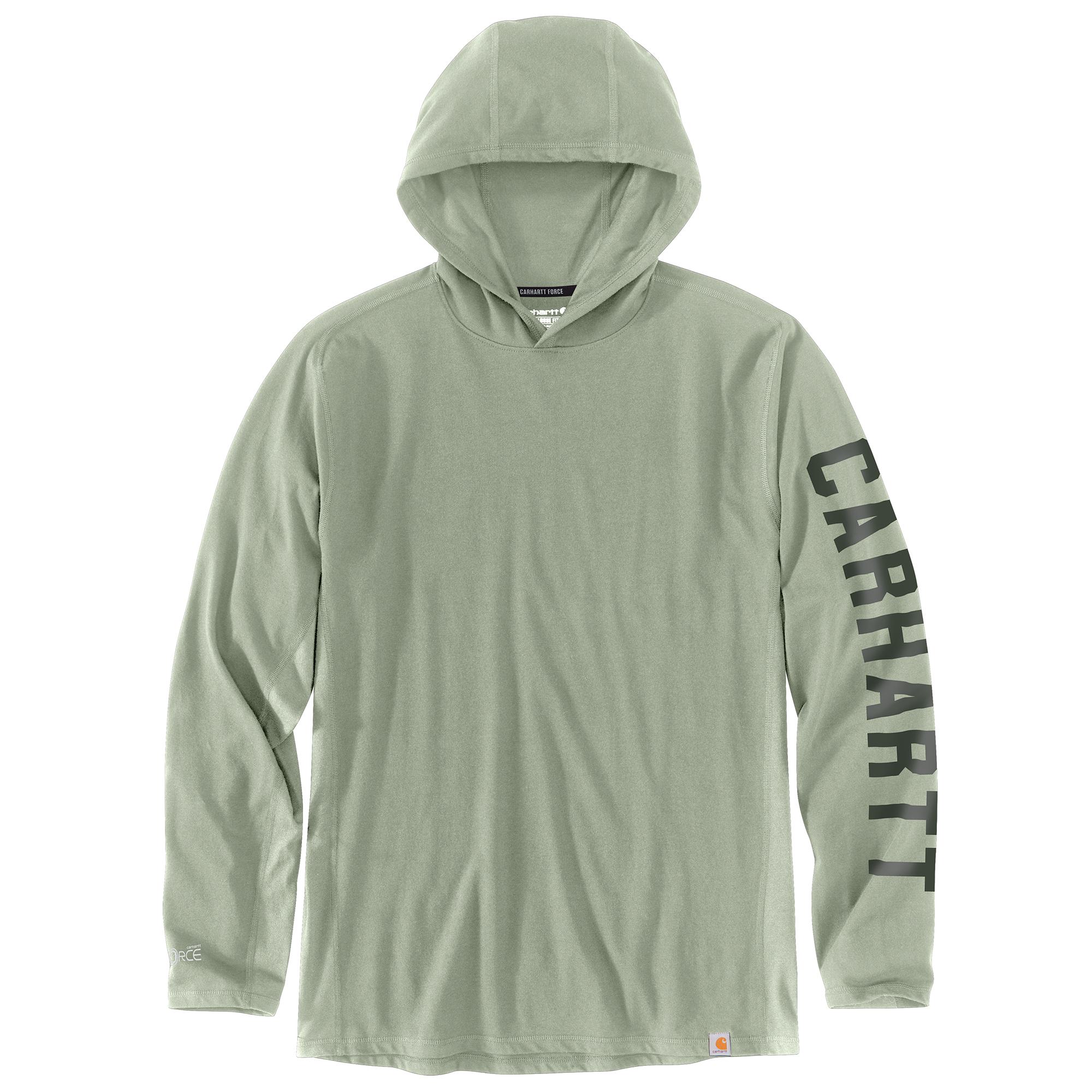Carhartt Men's Force® Relaxed Fit Long Sleeve Logo Graphic Hooded Tee - Comfortable Workwear Hoodie for Construction, Outdoor & Casual Wear