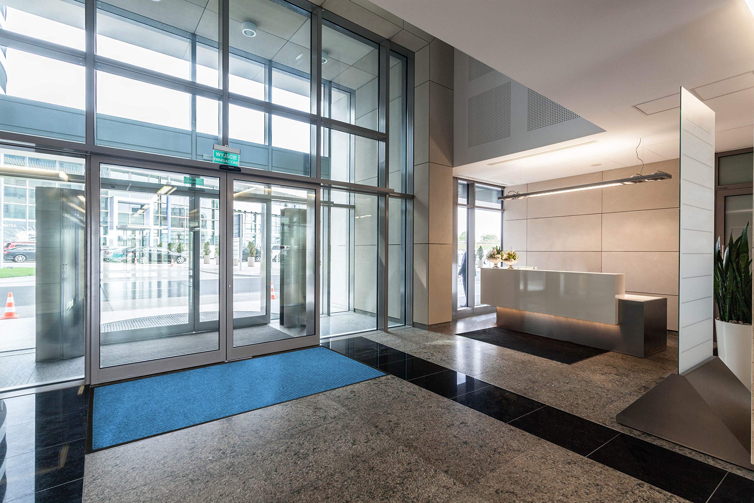 Premium M+A Matting WaterHog Diamond Commercial-Grade Doormat - Heavy Duty Indoor/Outdoor Entrance Mat with Rubber Border, Quick Drying & Stain Resistant - Grey 4'x8' - Perfect for High Traffic Areas, Office Buildings, and Home Entryways