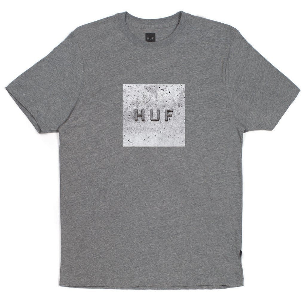 HUF Concrete Box Logo T-Shirt - Gray Heather Cotton Tee for Men & Women | Streetwear Fashion, Casual Wear & Urban Style