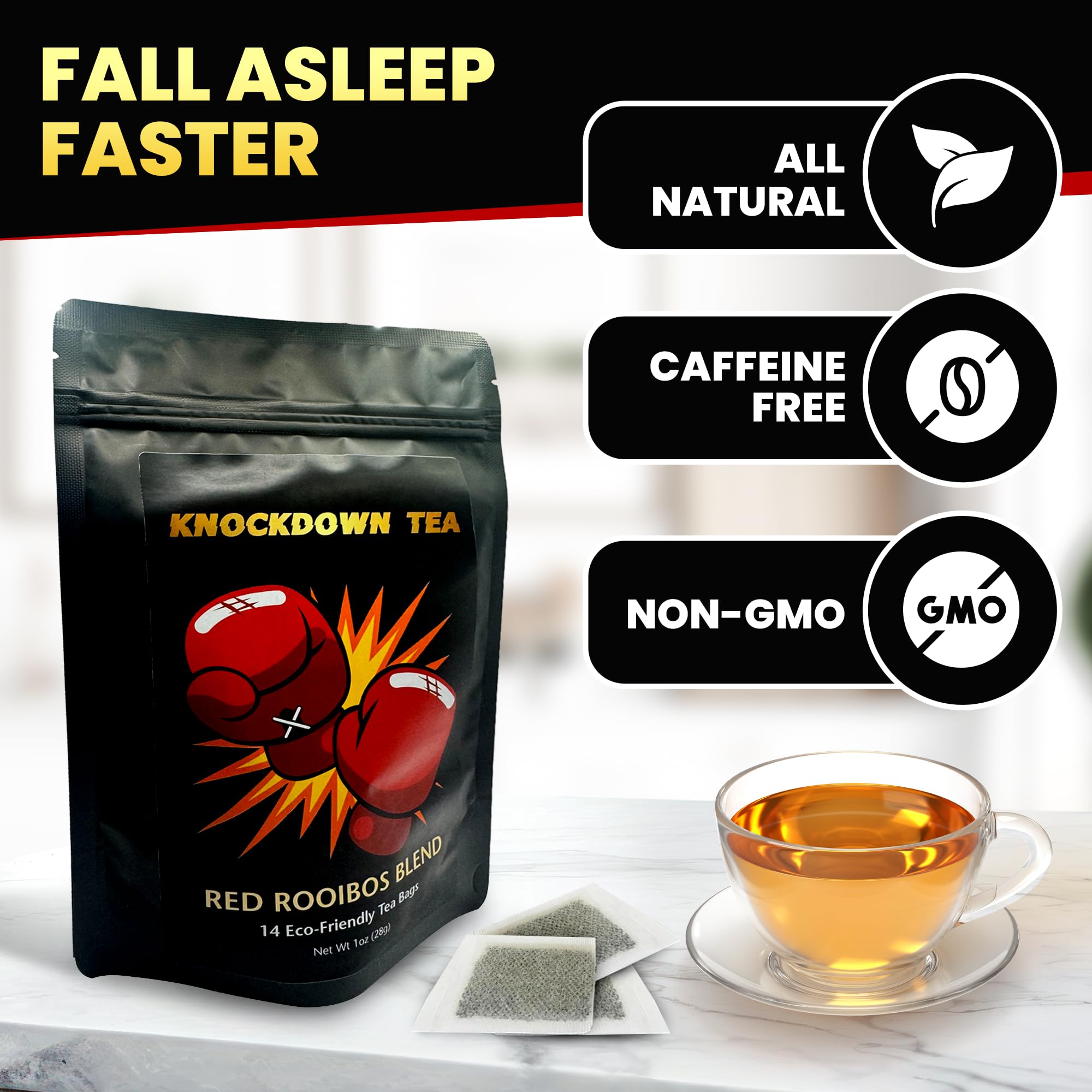 Organic Chamomile Tea Bags for Sleep - Herbal Tea Blend with Red Rooibos, Passionflower & Lemon Balm | 14 Eco-Friendly Tea Bags | Natural Sleep Aid, Stress Relief & Relaxation | Perfect for Bedtime, Insomnia & Calming Nighttime Rituals