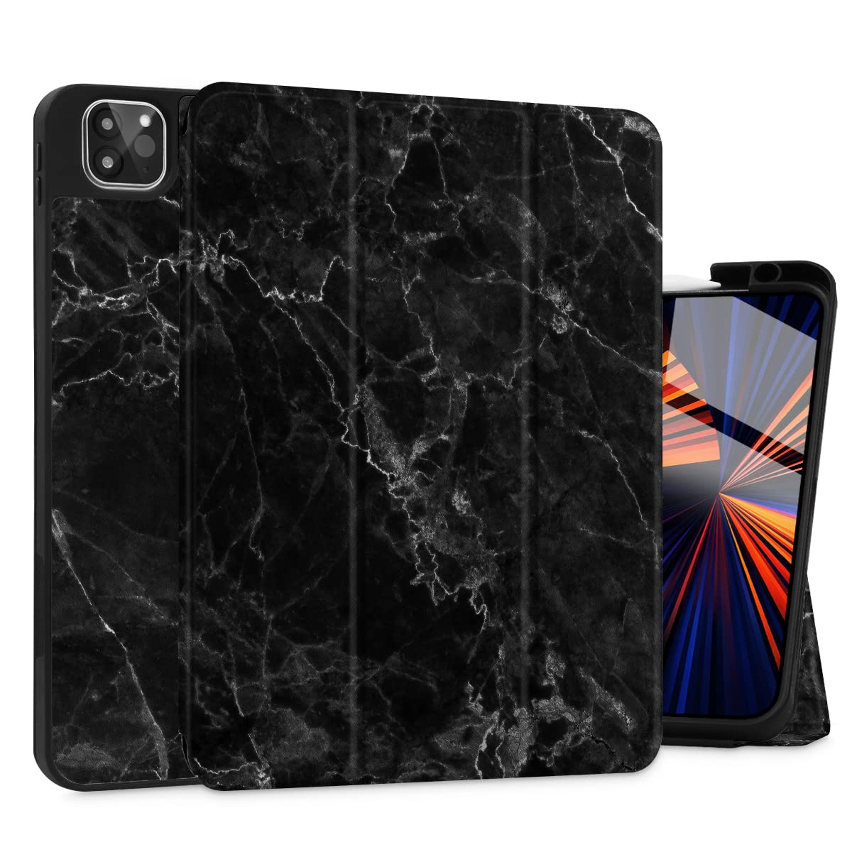 Tuiklol iPad Pro 12.9 Case (2020-2022 3rd-6th Gen) - Shockproof Protective Cover with Built-in Apple Pencil Holder, Trifold Stand & Auto Wake/Sleep - Marble Design for iPad Pro 12.9 Inch - Perfect for Work, Travel & Home Use