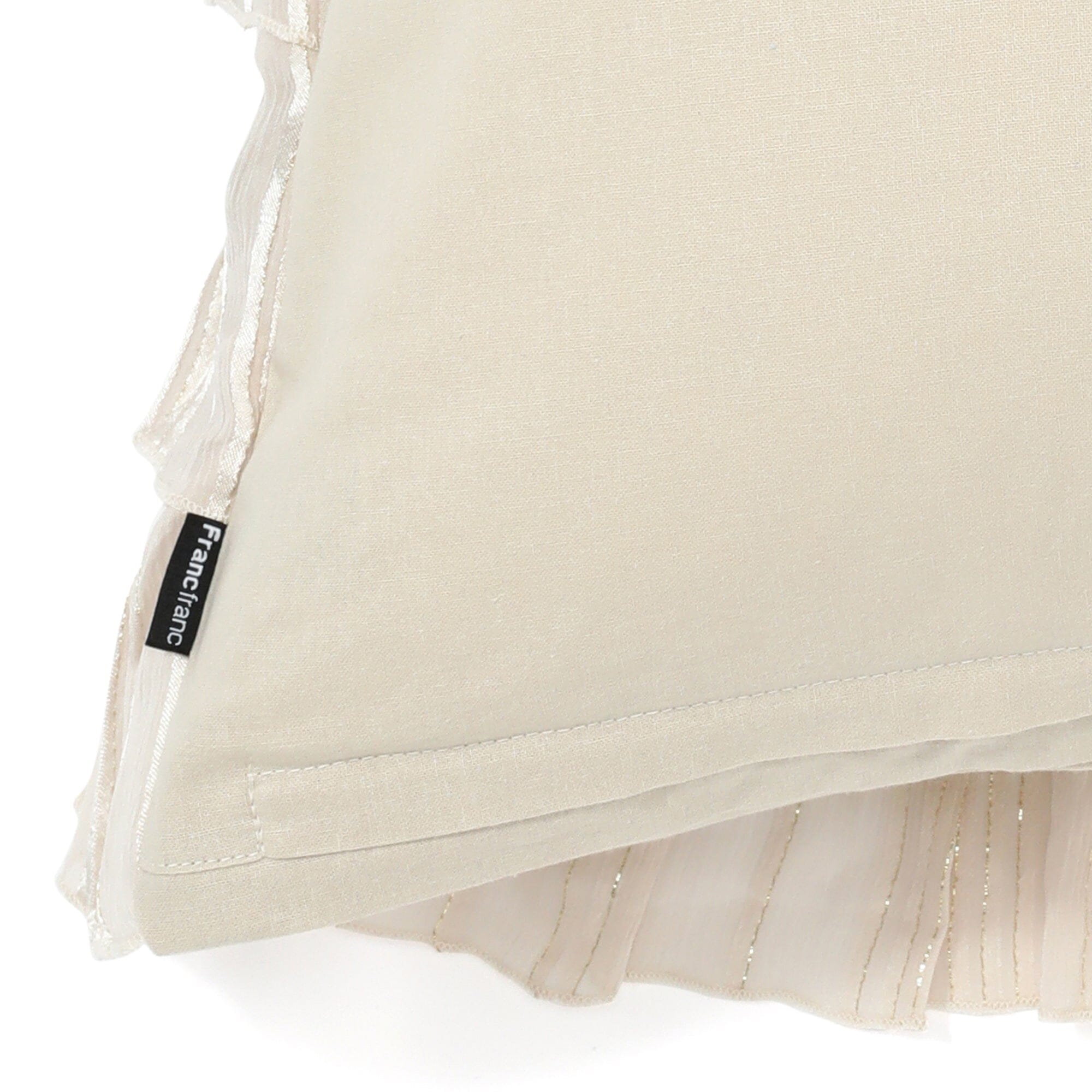 Frill Stripe Cushion Cover 18x18 Inches Light Beige - Soft Decorative Pillow Case for Sofa, Bed, Living Room & Home Decor
