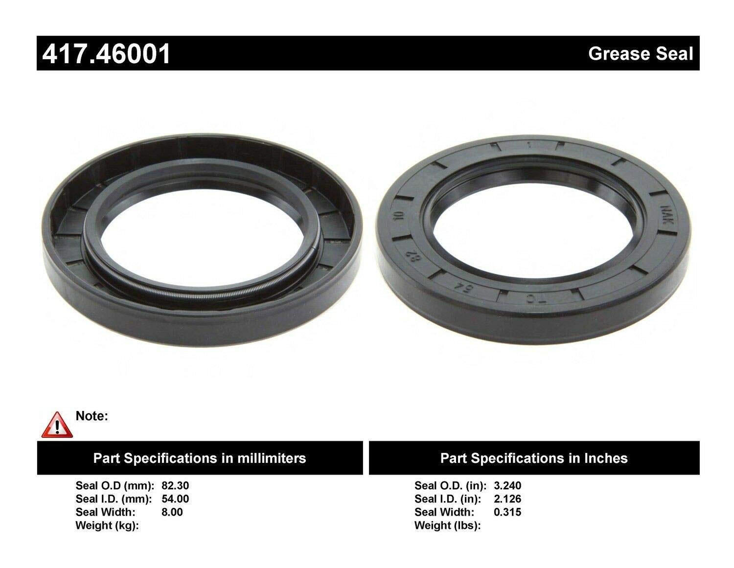 Centric 417.46001 Premium Oil Seal - High Performance Automotive Oil Seal for Engines, Transmissions & Differentials - Durable Leak Protection for Cars, Trucks & SUVs