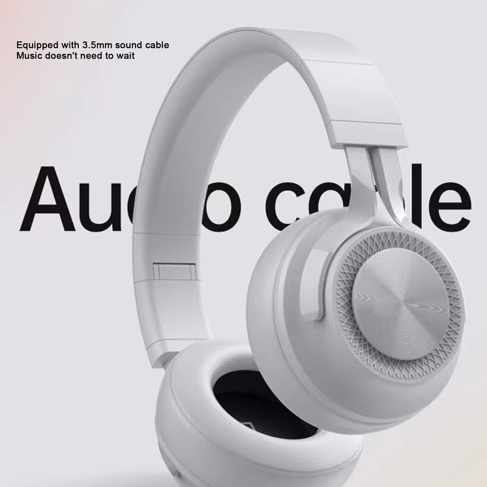 Wireless Gaming Headset with Microphone - USB Rechargeable Over-Ear Headphones with 3.5mm Audio Jack - Compatible with PC, Laptop, Tablet & Smartphone (White) - Perfect for Online Gaming, Streaming & Conference Calls