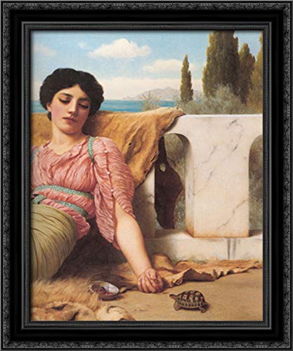 John William Godward 20x24 Black Ornate Wood Framed Canvas Art - Elegant Home Decor for Living Room, Bedroom & Office | Silent Pet Painting