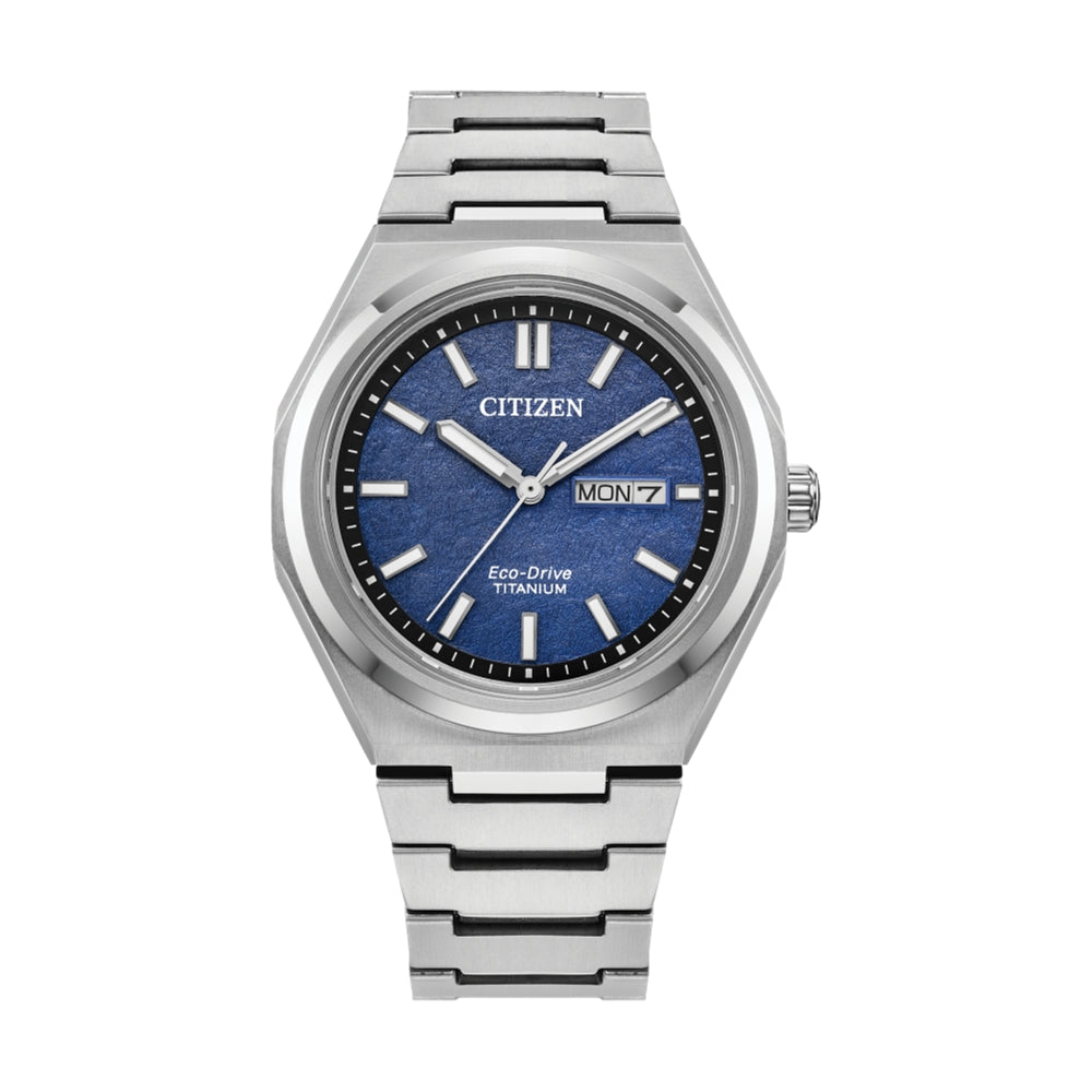 Forza Eco-Drive Super Titanium Men's Watch - 39mm Blue Dial with Bracelet - Solar Powered, Lightweight & Durable - Perfect for Business, Casual & Outdoor Activities