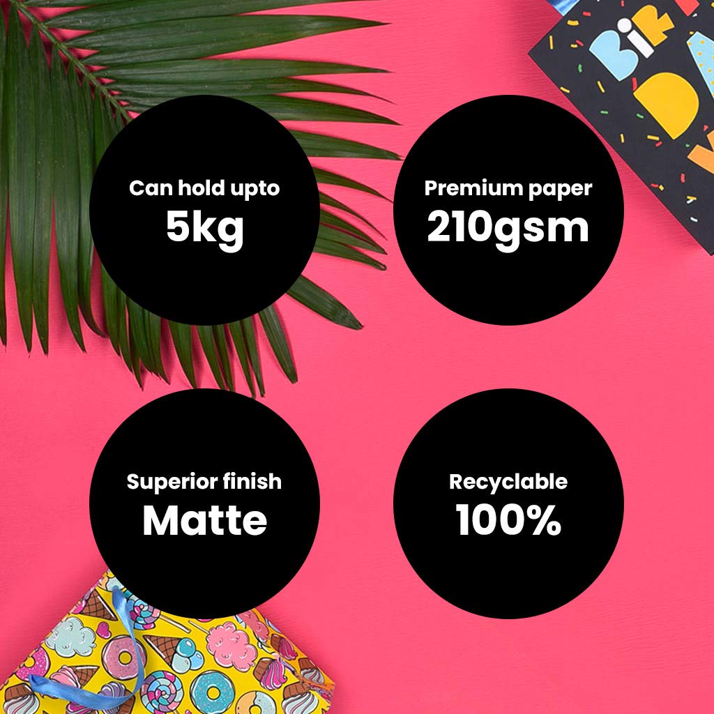 Premium Thick Card Gift Paper Bags - Pack of 10 (8x8x3 Inches) Small Size | Desi Groove Design | Perfect for Party Favors, Wedding Gifts & Retail Packaging