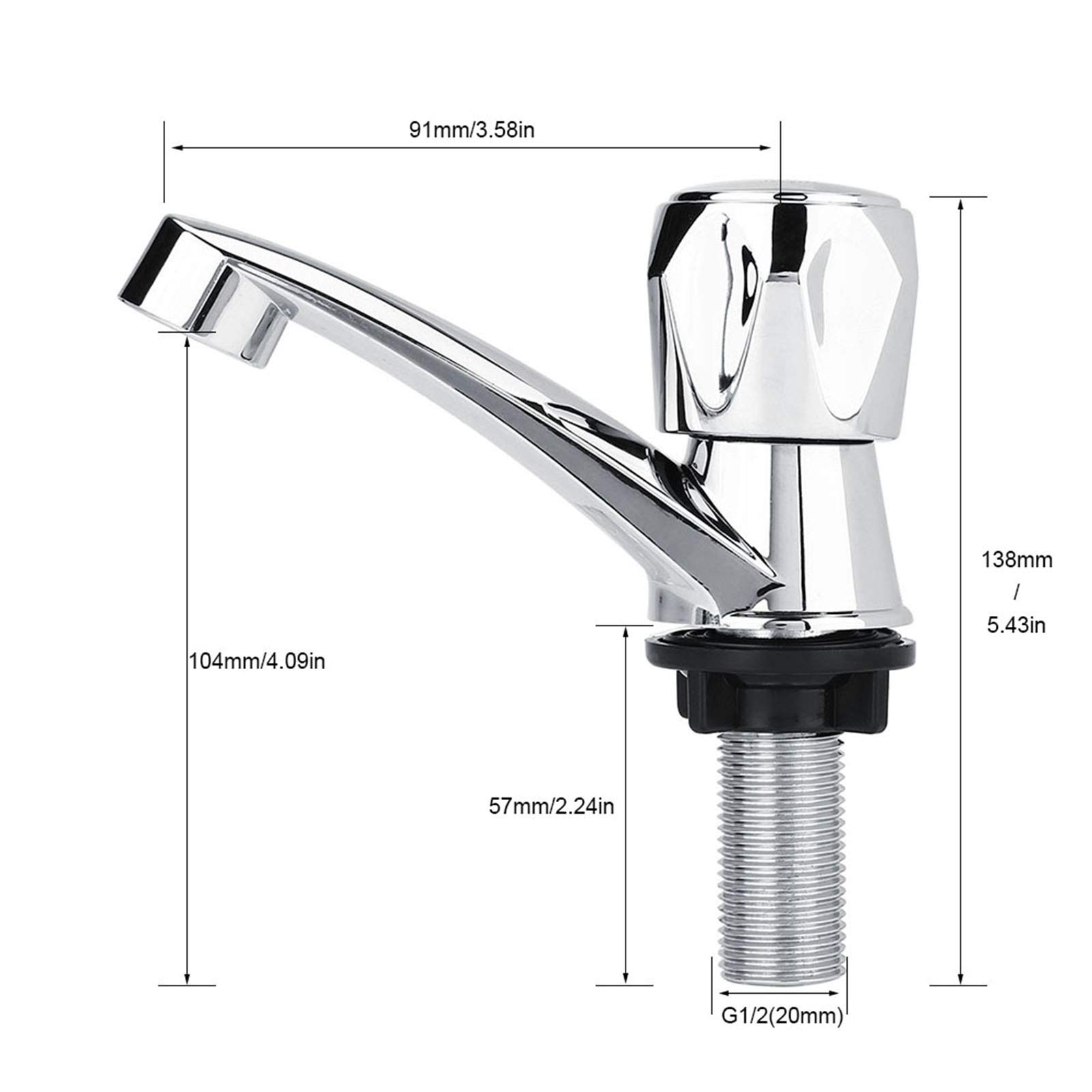 ABS Plastic Single Handle Cold Water Faucet - G1/2 (20mm) Basin Tap for Bathroom Sink, Kitchen, Vanity & Restroom - Durable & Easy Installation for Home & Commercial Use