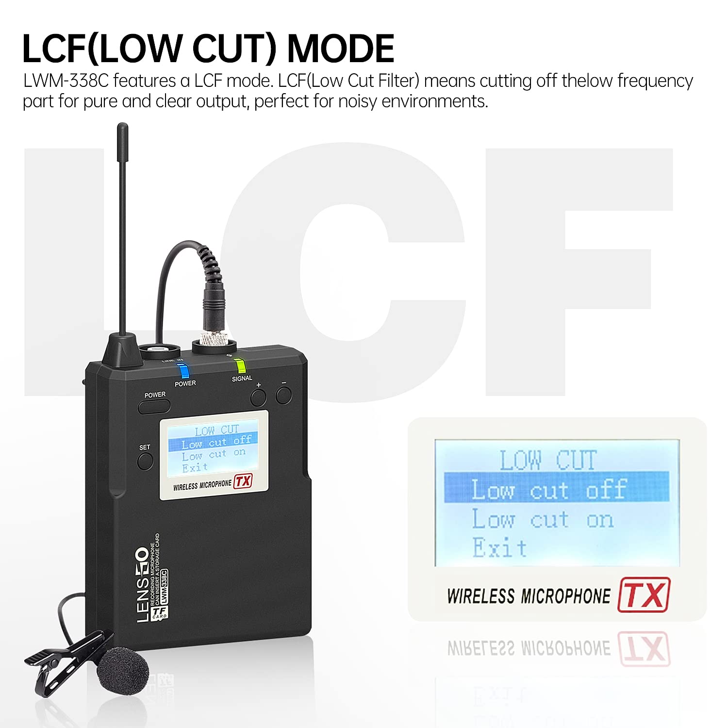 Professional LENSGO UHF Wireless Lavalier Microphone LWM-338C - 492ft Range Metal Lapel Mic with Real-Time Monitoring for Cameras, Smartphones & Tablets - Perfect for Interviews, Vlogging, YouTube & Live Streaming