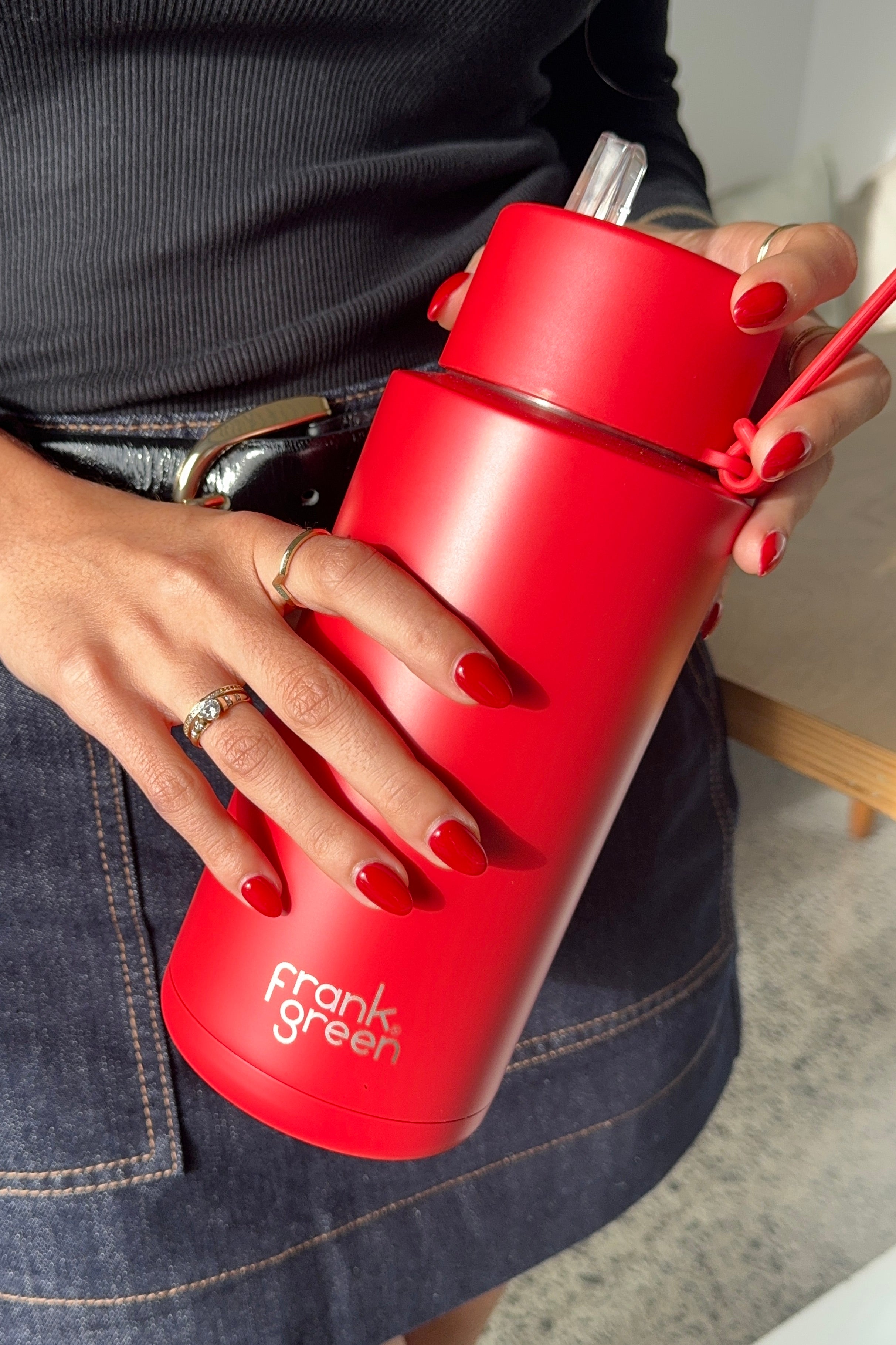 Eco-Friendly Ceramic Reusable Water Bottle - 1 Liter (34oz) Atomic Red - BPA Free, Leak Proof, Insulated for Hot & Cold Drinks - Perfect for Gym, Hiking, Office & Travel