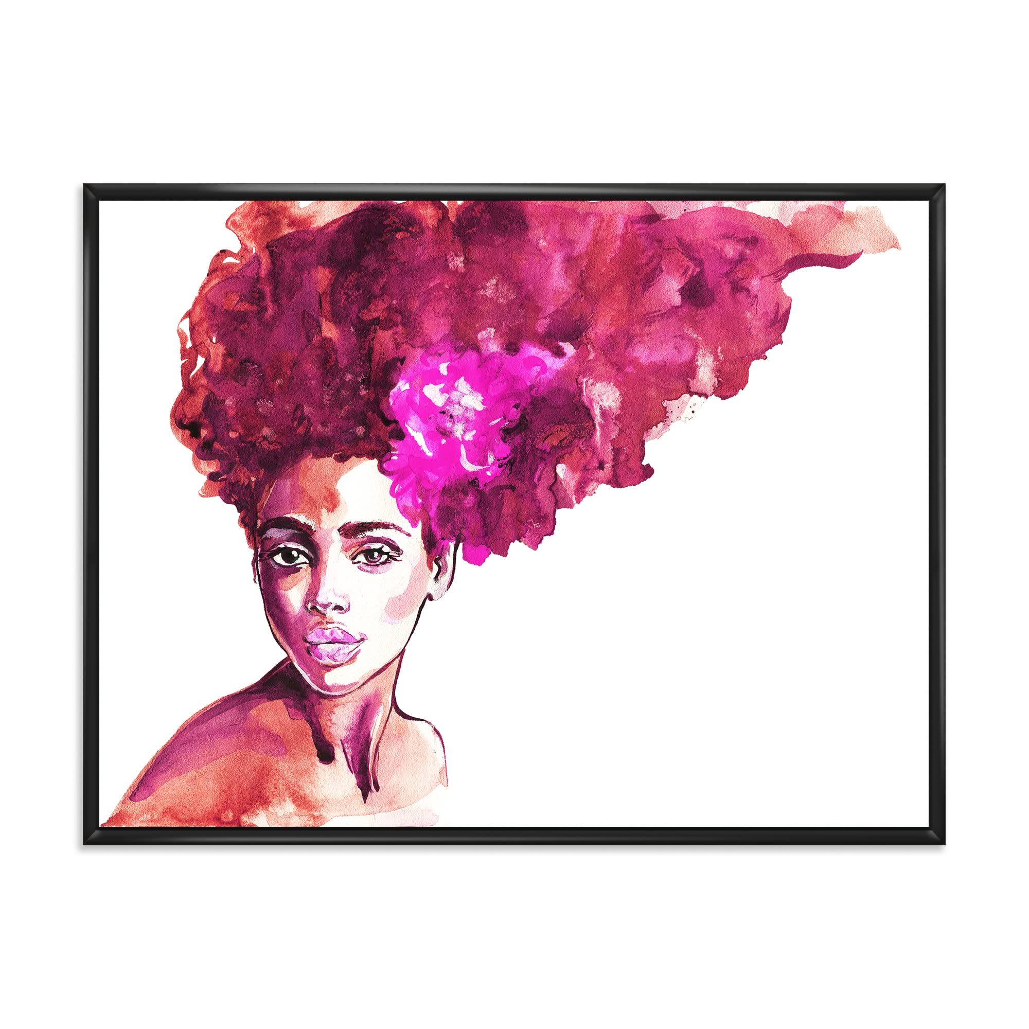African American Woman Portrait VI - Modern Framed Canvas Wall Art Print for Living Room, Bedroom & Office Decor
