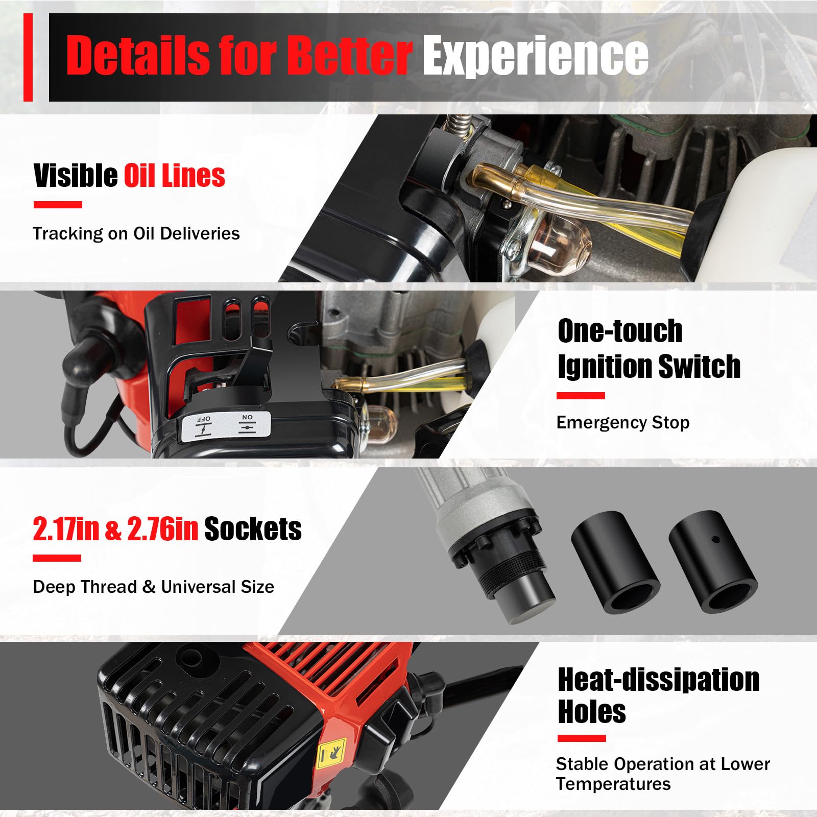 32.7CC 2-Stroke Gas T-Post Driver - Powerful 900W Gasoline Powered Fence Post Hammer with Air Cooling System - Portable Pile Driver for Garden Fencing, Farm Fence Installation, and Landscaping Projects