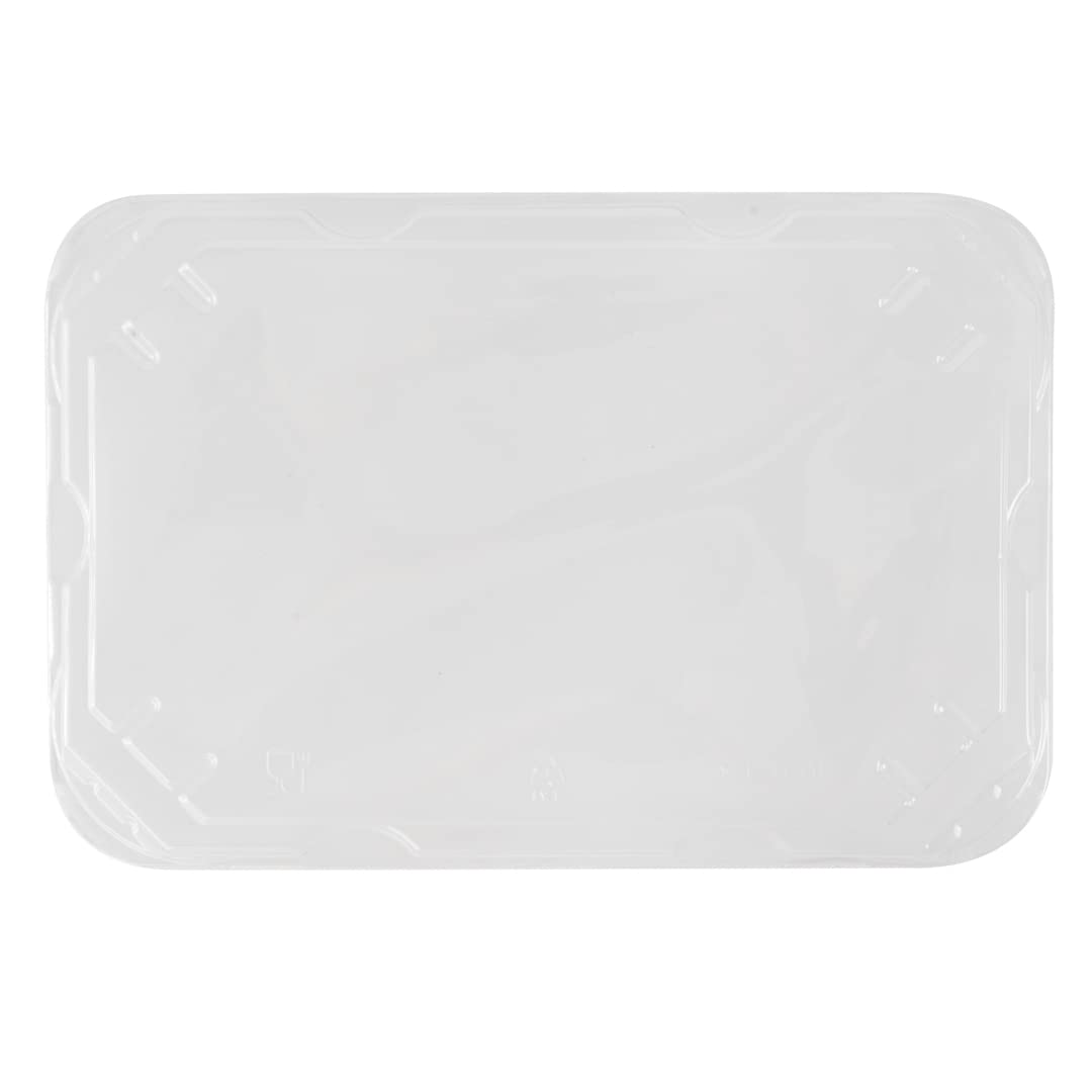 Restaurantware 100-Pack Disposable PET Plastic Lids for To-Go Containers - 9.5 x 6.4 Inch Clear Pulp Tek Lids (Containers Sold Separately) - Perfect for Food Service, Takeout Meals & Catering Events