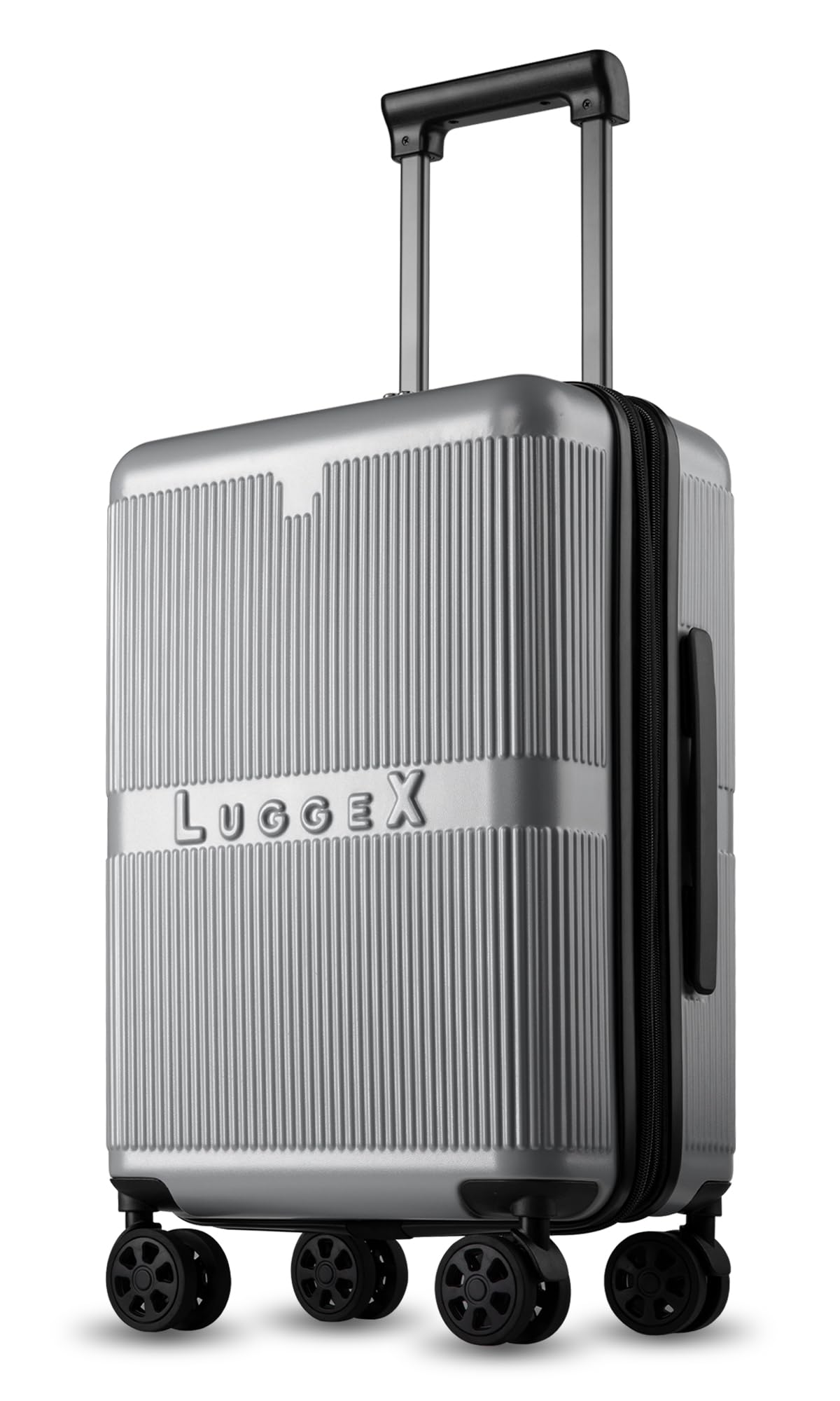 LUGGEX 22x14x9 Inch Carry On Luggage - Airline Approved Spinner Wheel Suitcase | 100% Polycarbonate Hard Shell Expandable Travel Bag | Perfect for Business Trips & Weekend Getaways (Silver)