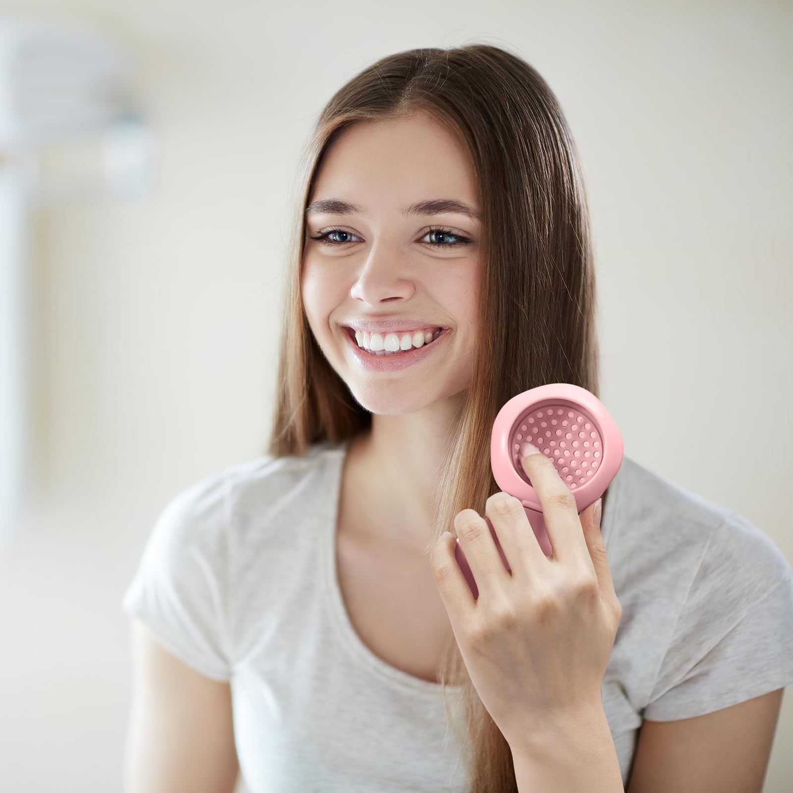 Portable Travel Hair Brush Set with Mirror - Compact Mini Hairbrush for Purse, Handbag & On-the-Go Styling (Pink) | Perfect for Travel, Office & Quick Touch-Ups