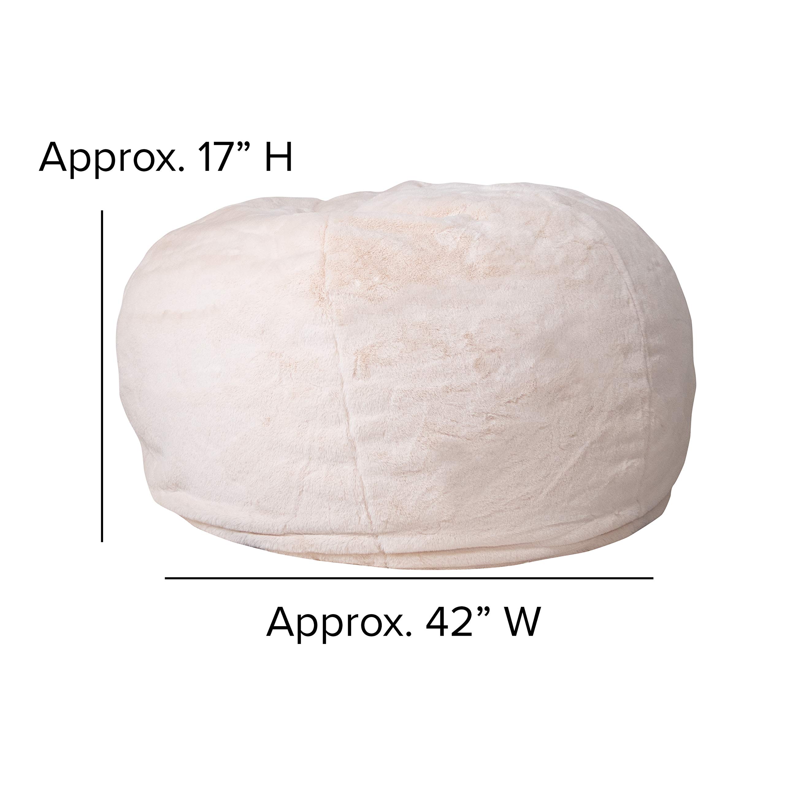 EMMA + OLIVER Oversized White Furry Bean Bag Chair - Large Comfy Floor Lounger for Kids, Teens & Adults - Perfect for Bedroom, Game Room, Dorm & Living Room Relaxation