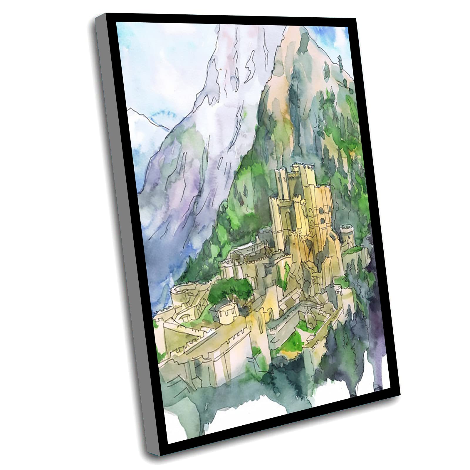 Watercolor Landscape Prints for Bedroom & Office Decor - The Witcher Fantasy Art Print, Framed Wall Art 16x24 Inch - Perfect for Home, Office & Gaming Room Decor