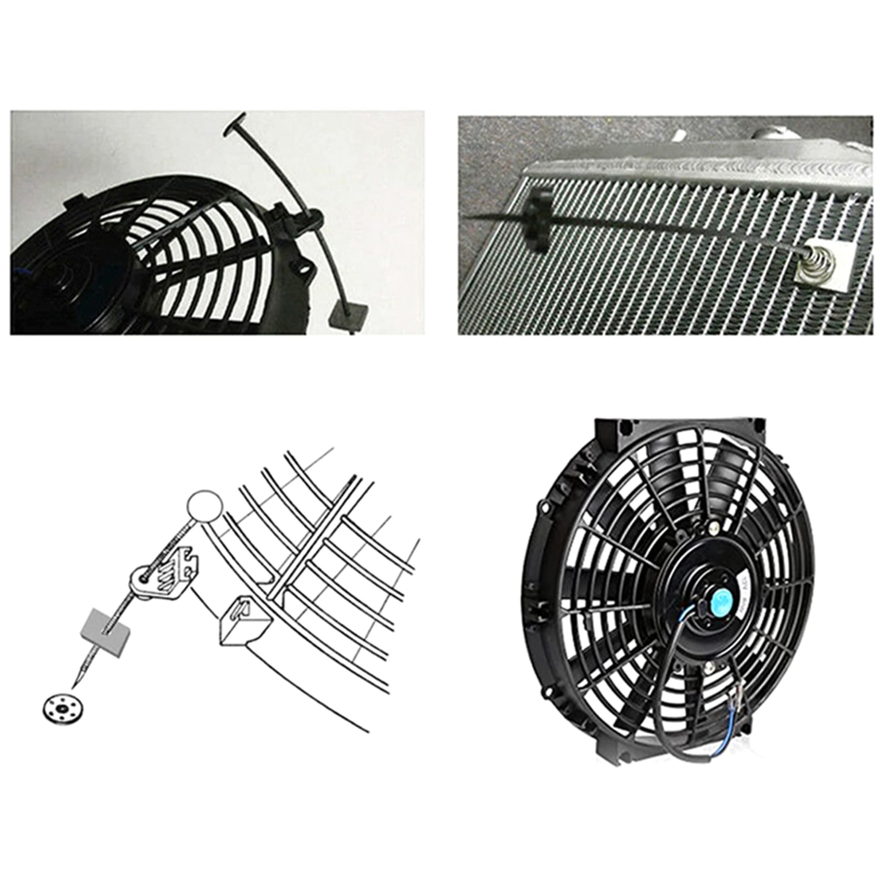 3 Sets Electric Radiator Fan Mounting Kit with Ties Straps - Universal Fit for 7