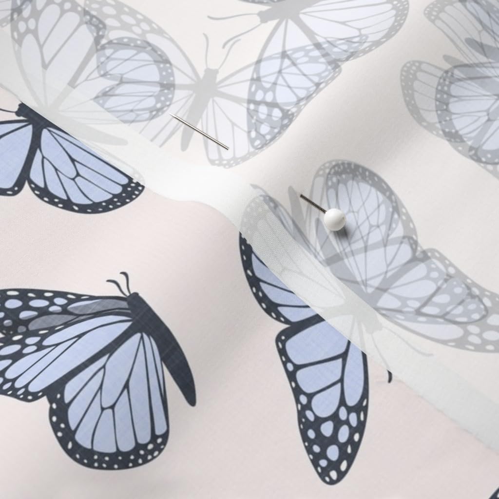 Small Scale Monarch Butterflies Pale Pink Butterfly Print Chiffon Fabric - Fat Quarter for Sewing, Fashion Apparel, Dresses & Home Decor | Spring Insect Design for DIY Crafts, Curtains & Quilting
