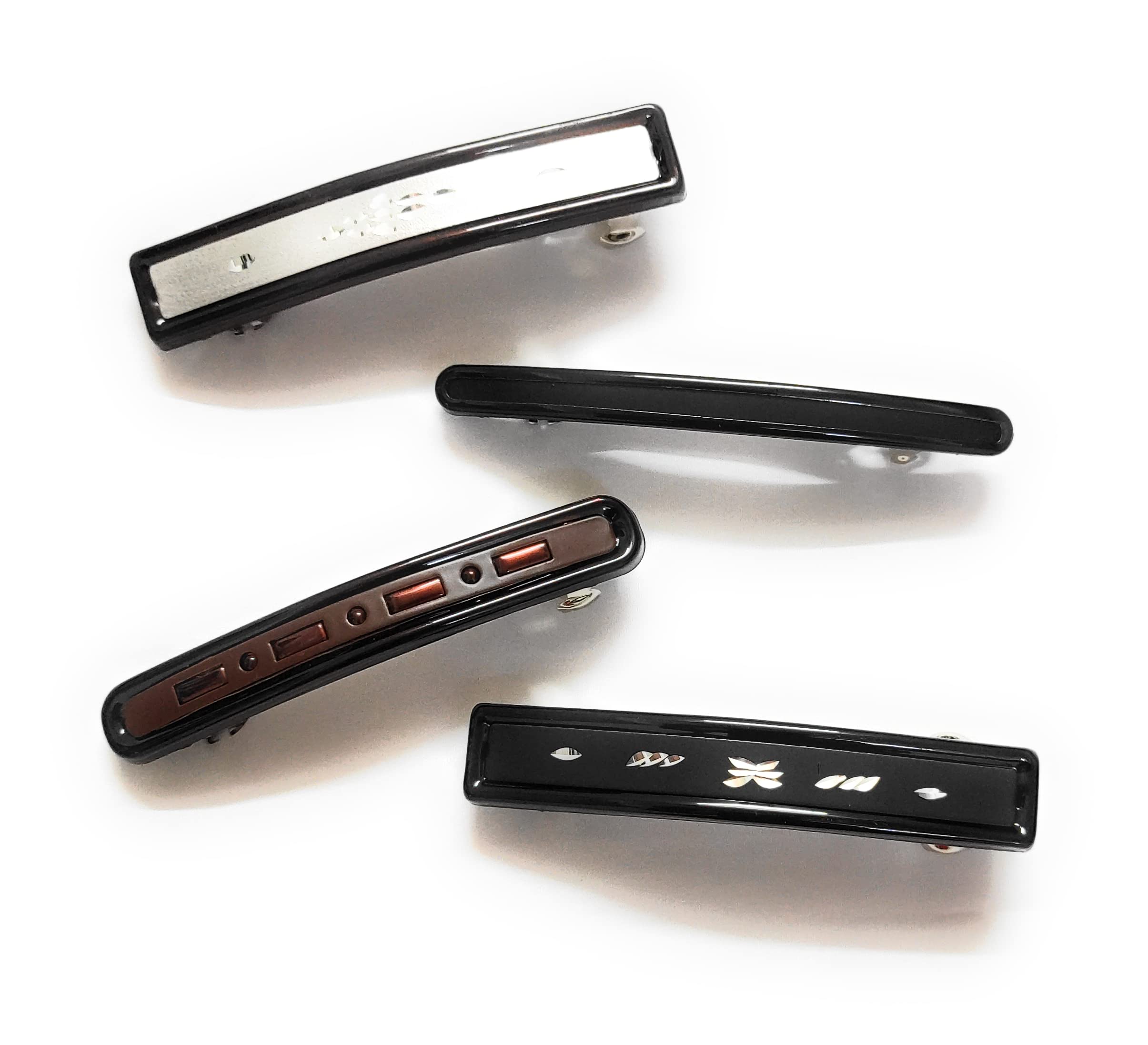 Jain Traders Large Hair Clips for Women & Girls - 4 Pack Black & Brown Hair Pins - Perfect for School, Work & Special Occasions