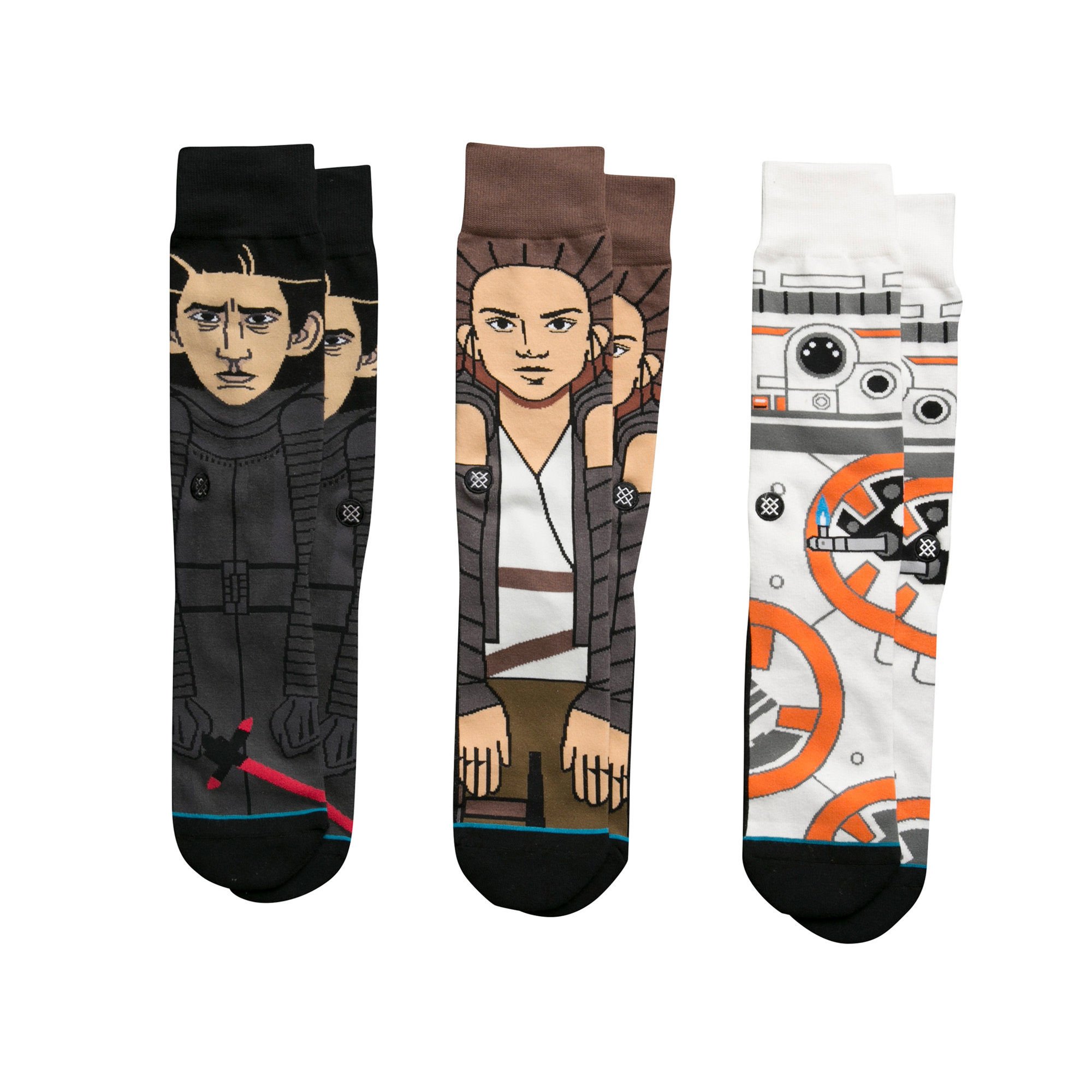 Stance Men's The Force Awakens 3-Pack Black Crew Socks - Large Size for Comfort & Style - Perfect for Running, Gym & Everyday Wear