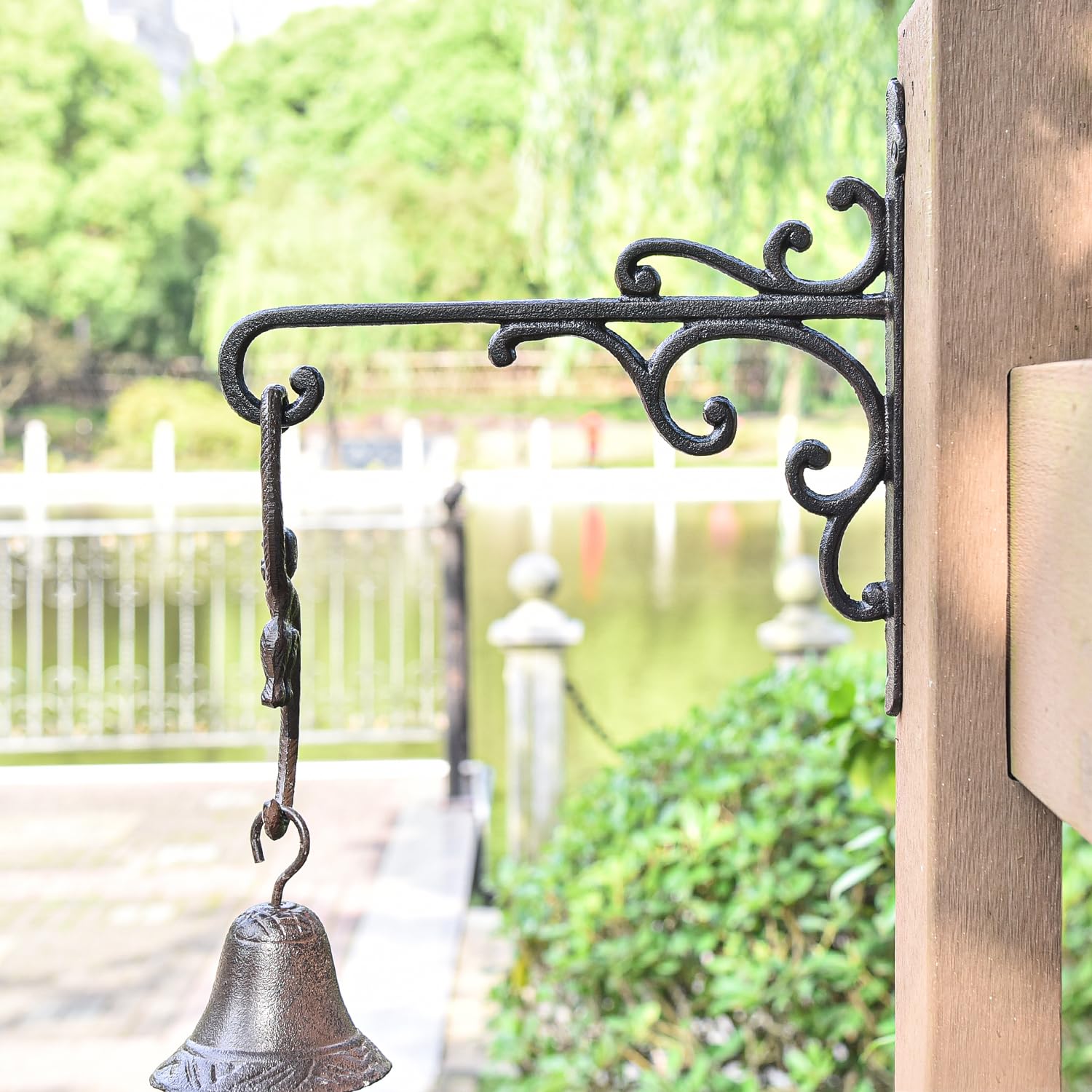 Heavy Duty Cast Iron Wall Hooks for Plants - 2 Pack Black Decorative Wall Mount Hooks for Hanging Planters, Bird Feeders, Lanterns & Wind Chimes - Perfect for Home, Garden & Outdoor Decor
