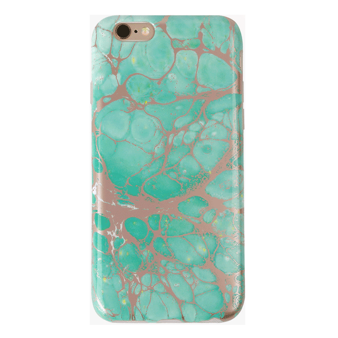 Turquoise Rose Gold Chrome iPhone Case - Stylish Protective Cover for iPhone 13/14/15 Pro Max - Trendy Fashion Accessory for Women & Girls - Perfect for Everyday Use, Travel & Gifting