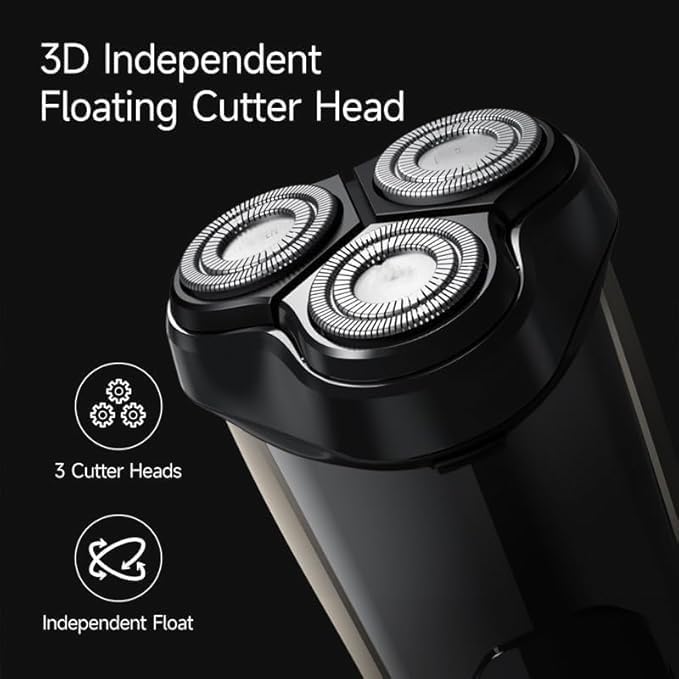 Premium Rechargeable Electric Razor for Men - Rotary Shaver with Pop-Up Trimmer, Wet & Dry Use, Travel Case Included (Black) - Perfect for Home, Travel & Gym Grooming