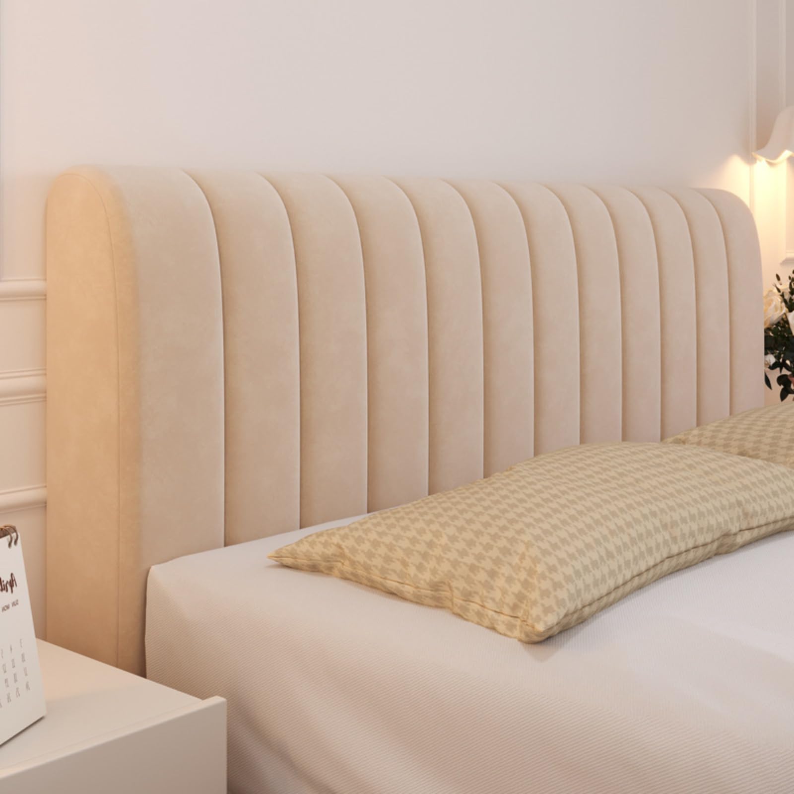 Velvet Quilted Bed Headboard Cover - Dustproof & Thickened Padding Protector for Full, Queen & King Size Beds (200cm/78in, Coffee Brown) - Perfect for Bedroom Decor, Hotel Style Makeover & Dust Protection