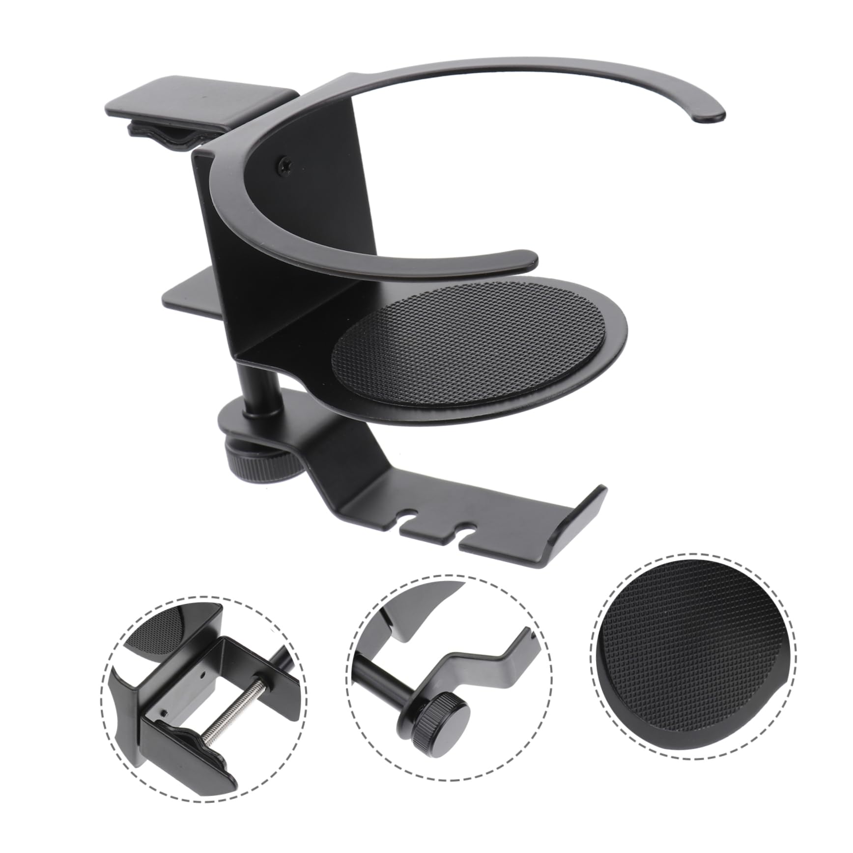 Premium OSALADI 6-Piece Metal Headset Cup Stand - Durable Headphone Holder & Drink Caddy for Gaming, Office, and Home Organization (Black) - Perfect for Desk Accessories and Workspace Organization