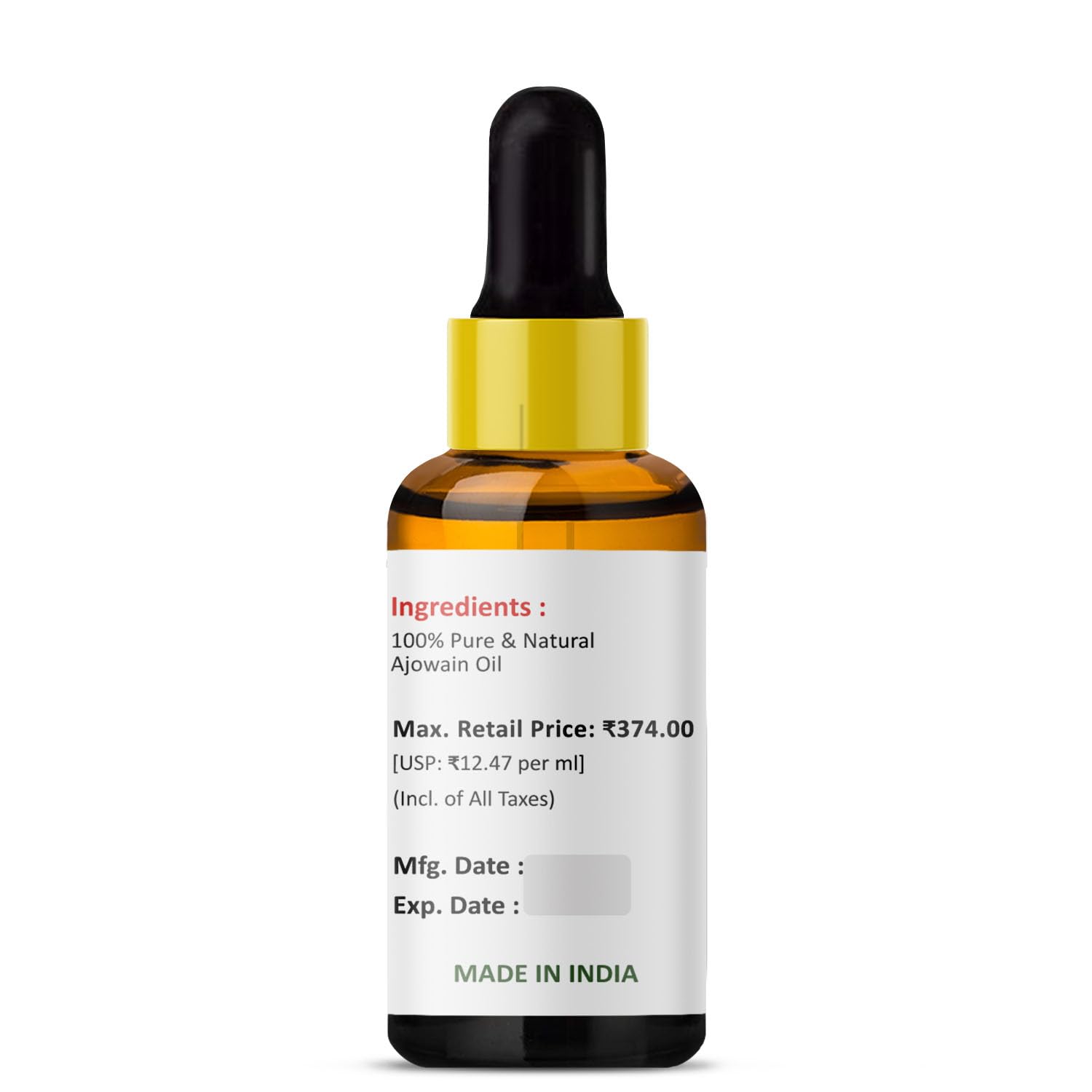 PRZ Ajwain Essential Oil - 100% Pure Natural Therapeutic Grade Oil for Skin Care, Hair Care & Aromatherapy, 30ml - Perfect for Massage, Diffuser & DIY Beauty Recipes