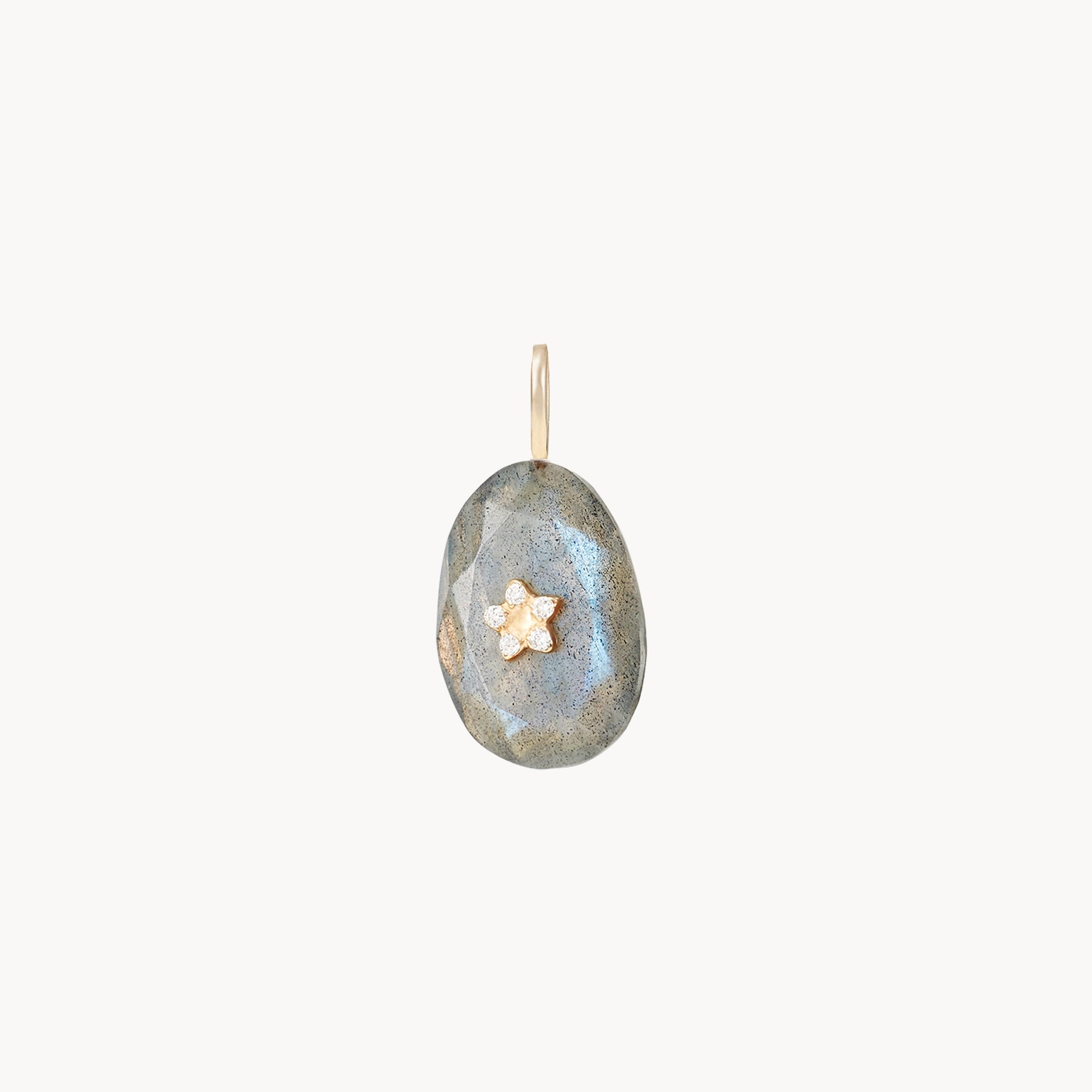 10K Yellow Gold Labradorite Bloom Pendant Necklace with Natural Labradorite Gemstone & Diamonds | Elegant Jewelry for Women, Perfect Gift for Mother's Day, Birthday & Special Occasions