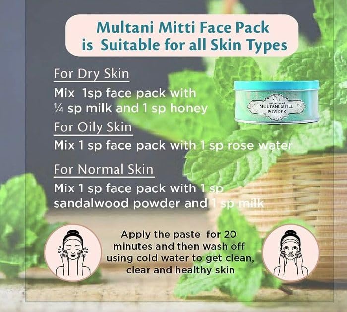 Pure Organic Multani Mitti Clay Mask for Face - 3 Pack | Natural Skin Detox & Glow | Perfect for Acne, Blackheads & Oily Skin Care