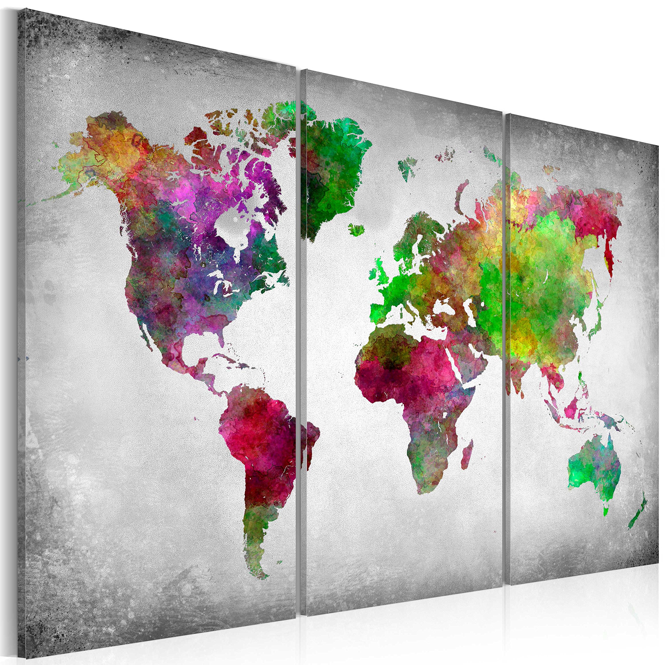 Artgeist Cork Board World Map 53x35 inches - Premium Canvas Print Wall Art Set with 50 Pins | 3-Piece Memo Board for Home Office Decor, Travel Inspiration & Message Display | Noticeboard for Maps & Photos | Perfect for Travel Lovers & Home Organization