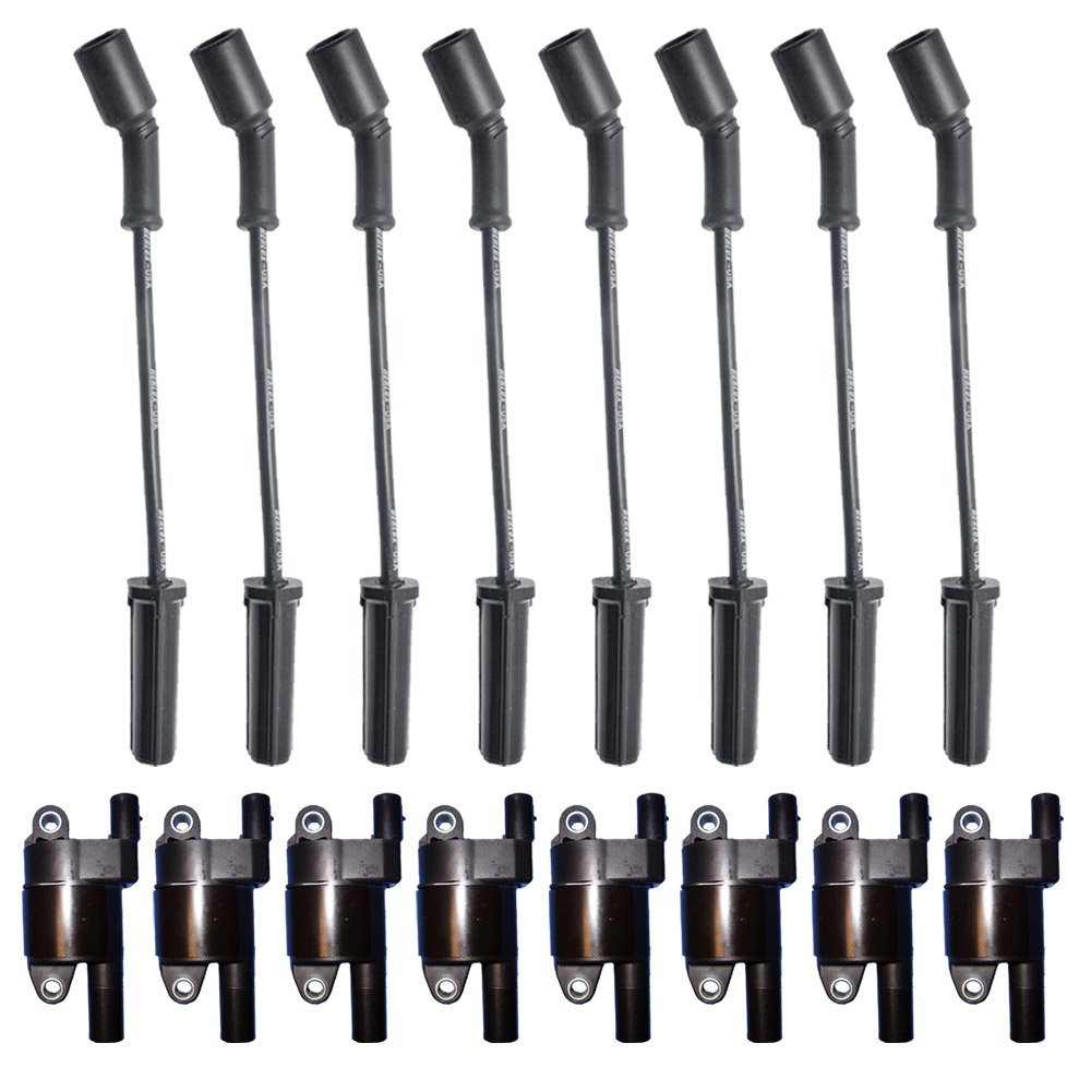 8 Herko Ignition Coils B059 + 8 Herlux Spark Plug Wires Set - Compatible with Multiple Car Models - High Performance Engine Replacement Parts for Smooth Acceleration & Fuel Efficiency - Perfect for DIY Auto Repair & Maintenance